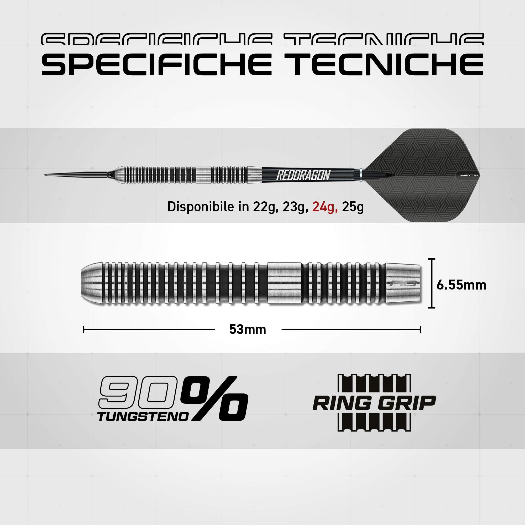 RED DRAGON Pegasus Switch Point – Powered by Winmau Darts | Punta in acciaio da 24 g | Set di freccette professionali all'80% in tungsteno | Esclusivo set di freccette Amazon con custodia