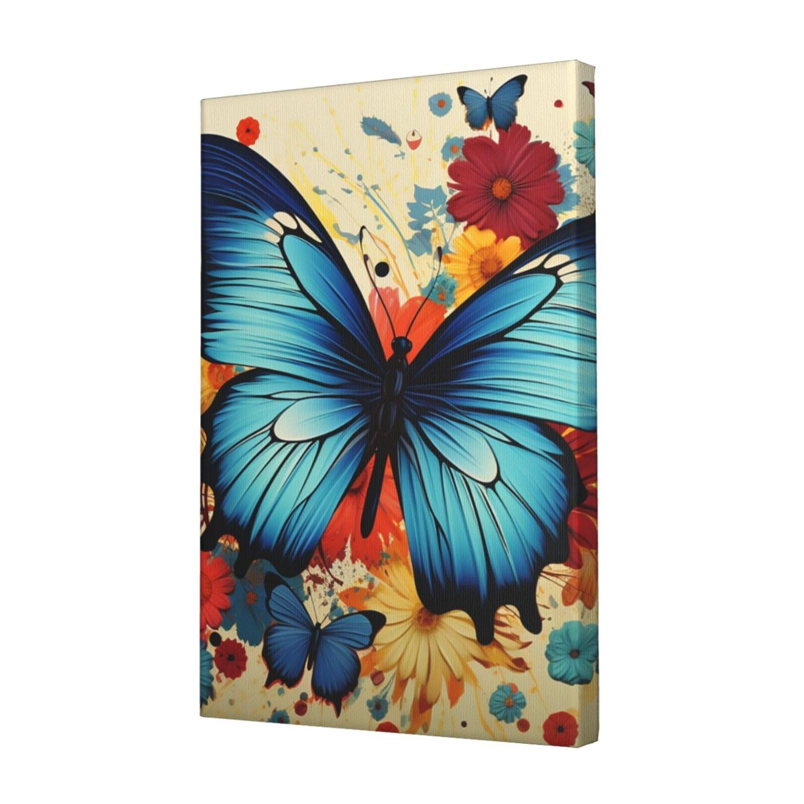 FodPand Butterfly Canvas Wall Art for Living Room Wall Decor 12"x18" Modern Artwork Painting Pictures Hanging Canvas Prints Aesthetic Wall Art for Bedroom Bathroom Office Wallart Decor