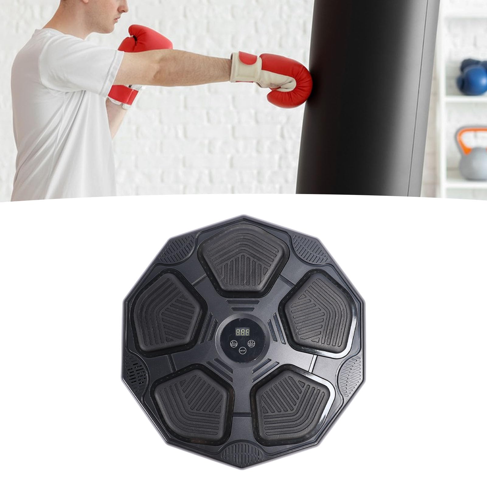 Alomejor Punzonadora Musical Inteligente para Entrenamiento, Objetivo de Boxeo Electrónico Montado en la Pared con de Música para Adultos y Niños