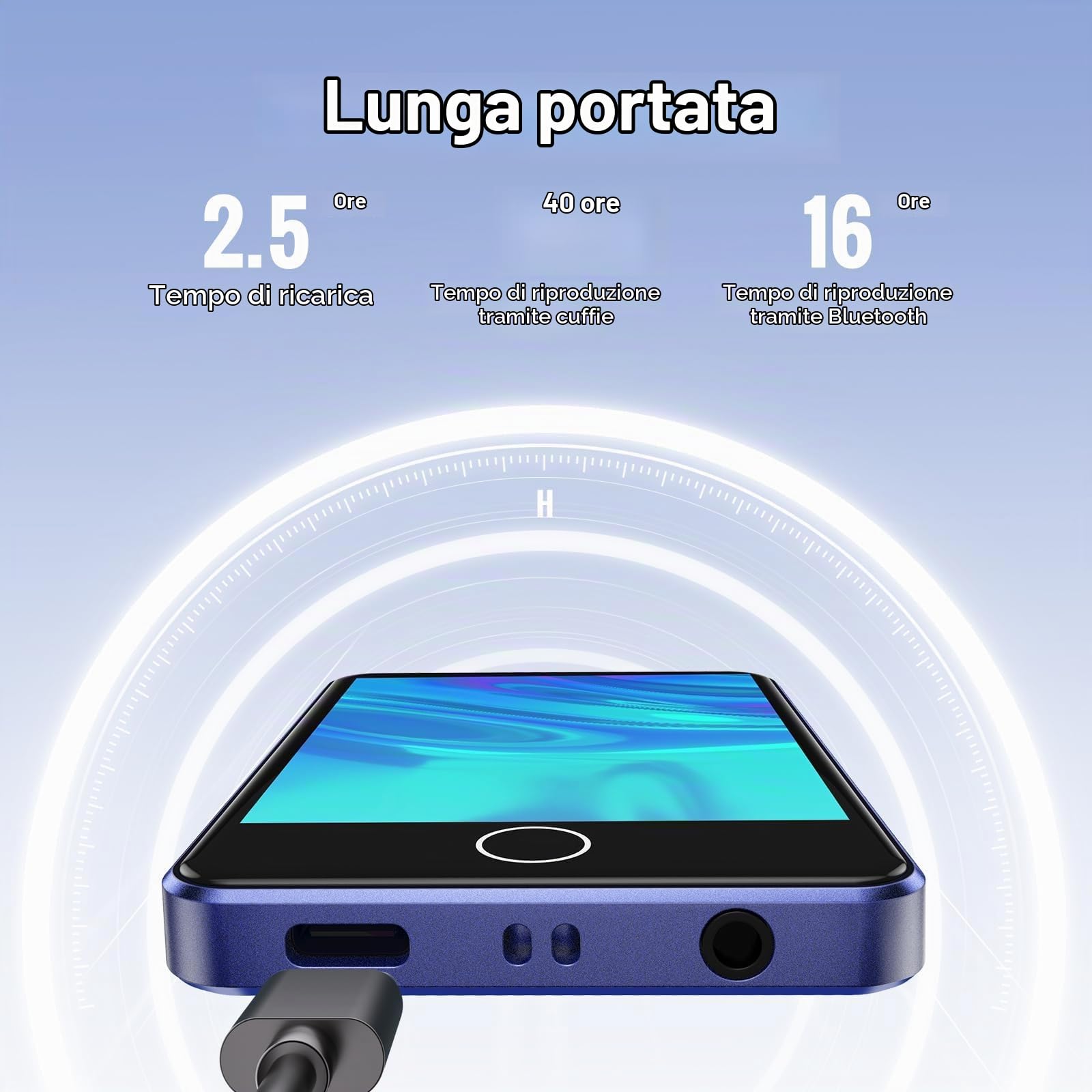 AGPTEK 64GB Lettore MP3 Bluetooth 5.3, 2,8" Full Touch Schermo