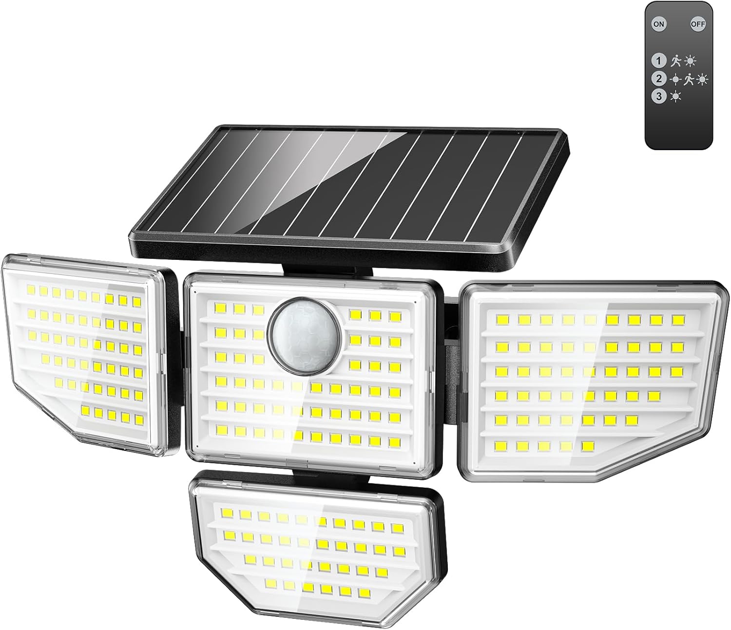 Adewalk センサーライト 屋外 リモコン付き 176LED 4面発光 人感 1000LM 赤外線センサー IP65防水 6500Kの高輝度 自動点灯 動体感知機能