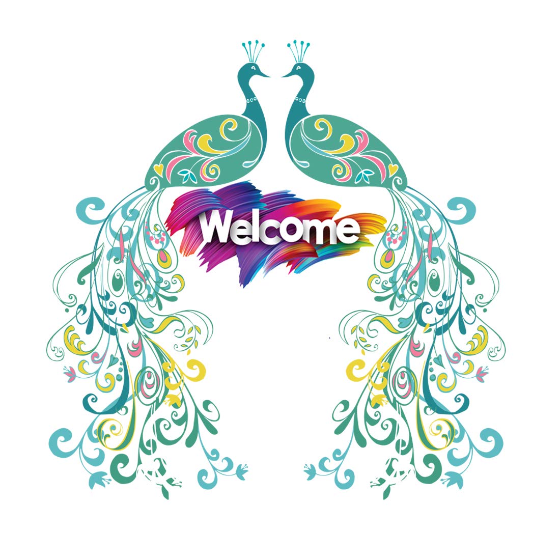 Rangoli Model Number: Peacock Welcome 595 Vinyl Birds Wall Sticker (1.96 X 20.86 X 1.96 Inches, Multicolour)-image-18