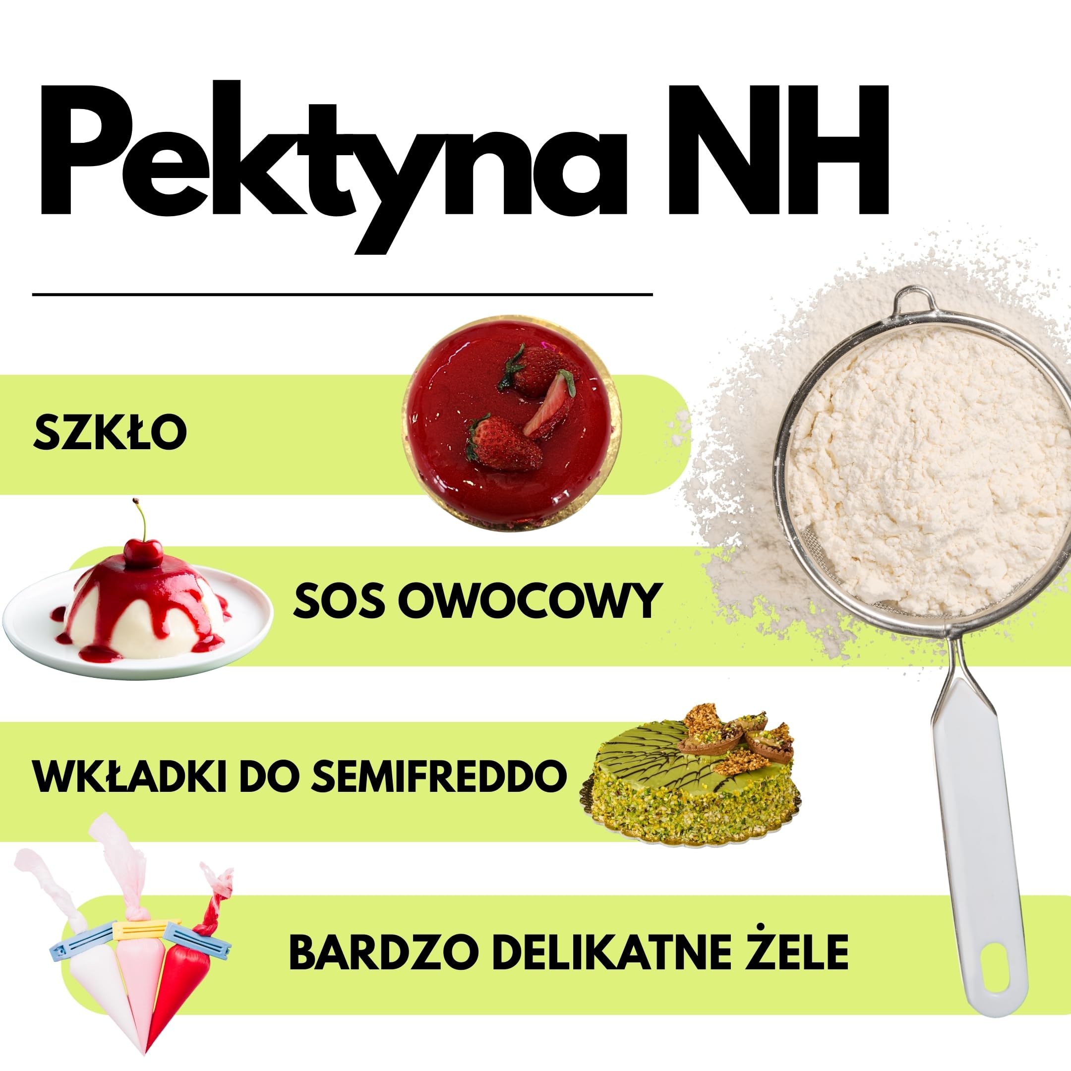 SaporePuro – Pektyna NH 100 g | Idealna do Nappage, Polew i Galaretek | Wysoka Uniwersalność, Rozpuszczalna w Wodzie, Bezglutenowa
