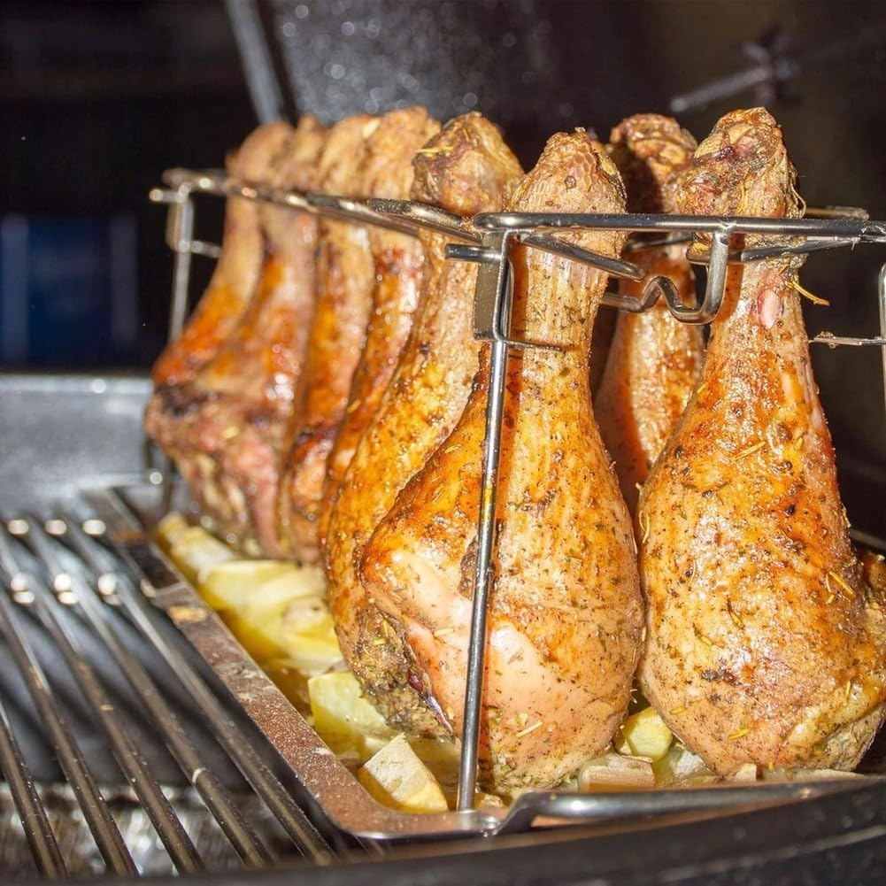 Grill kuchenny ze stali nierdzewnej z 14 przegródkami, składana taca do piekarnika lub grilla na zewnątrz, stalowy stojak do pieczenia 430, na cztery szaszłyki i bagietki