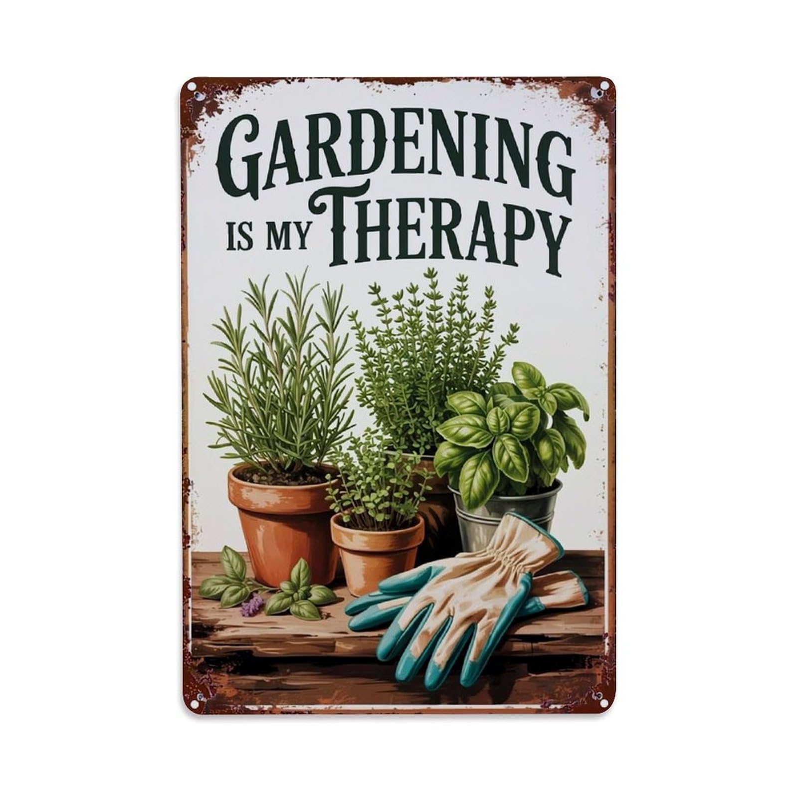 Nestemfo Vintage Gardening Is My Therapy Tin Sign Metal Sign, Living Room,Bar, Home, Bedroom Wall Decor,Retro Metal Poster 8X12 Inches