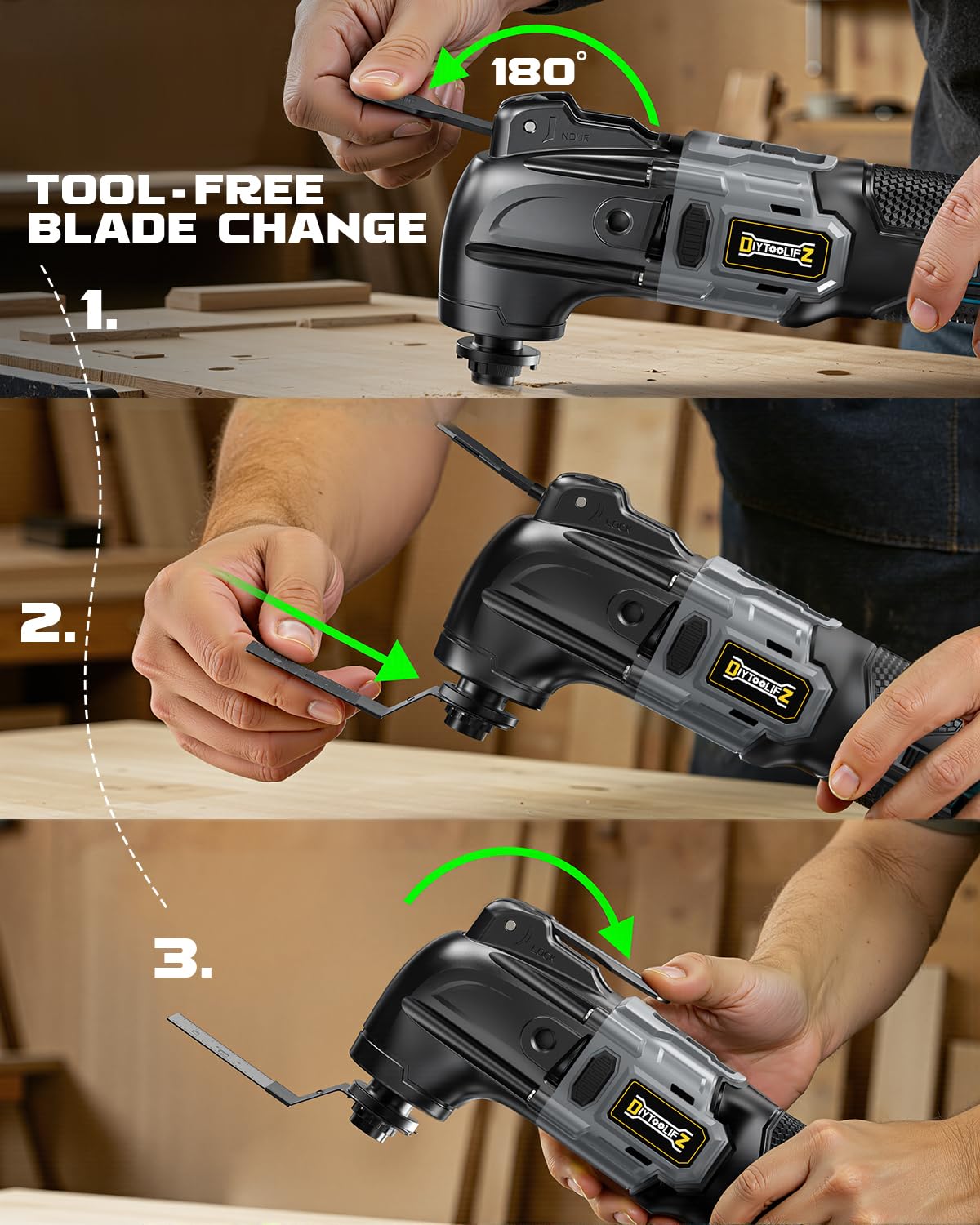Herramienta oscilante inalámbrica para batería Dewalt de 20 V, herramienta de motor sin escobillas de 6 velocidades variables, kit de herramientas oscilantes para cortar clavos de madera, yeso, quitar