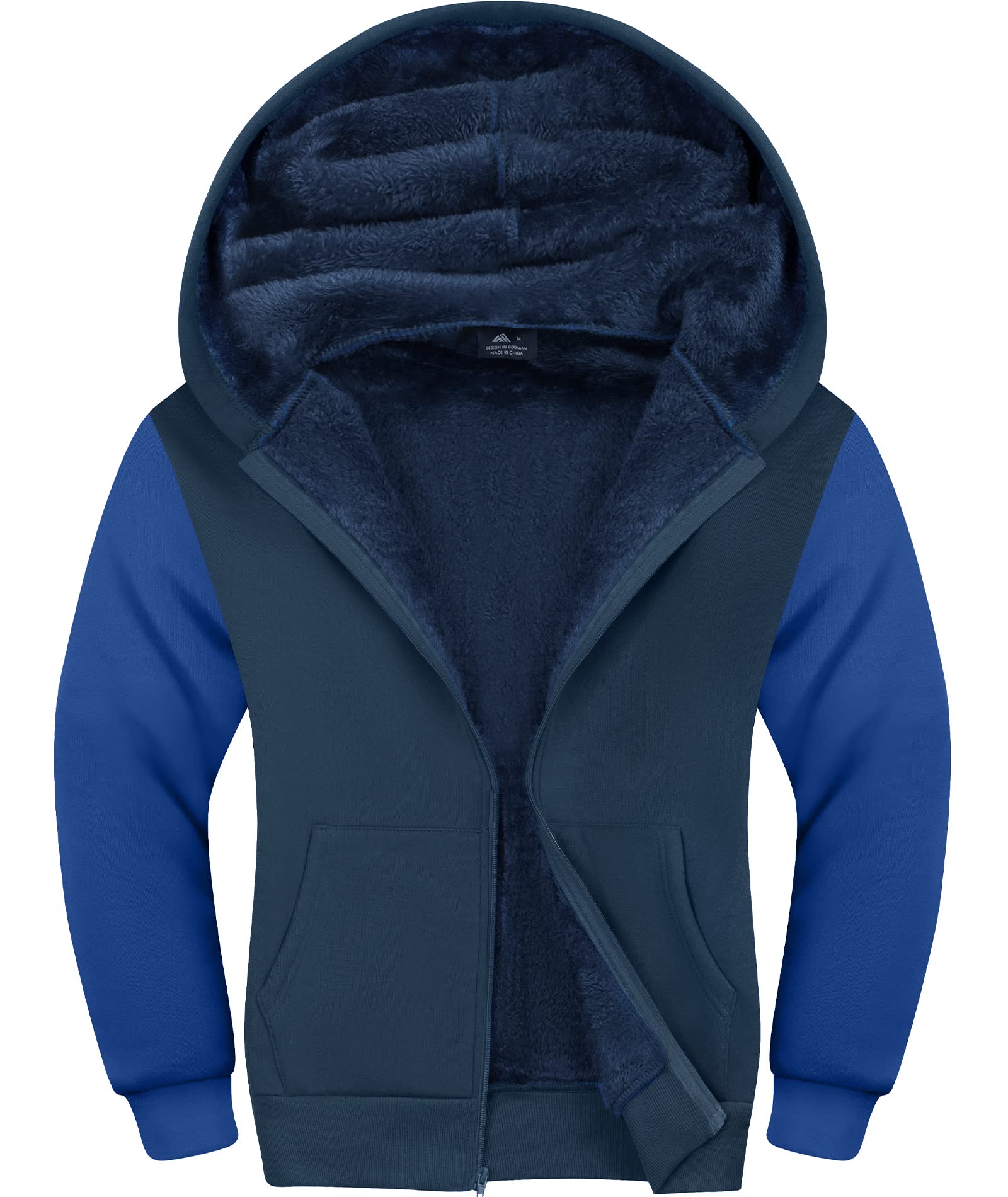 SWISSWELL Hooded Jacket for Boys Full Zip Ultra Soft Sherpa Fleece Hoodie Sweatshirt for Kids School Hooded Outerwear