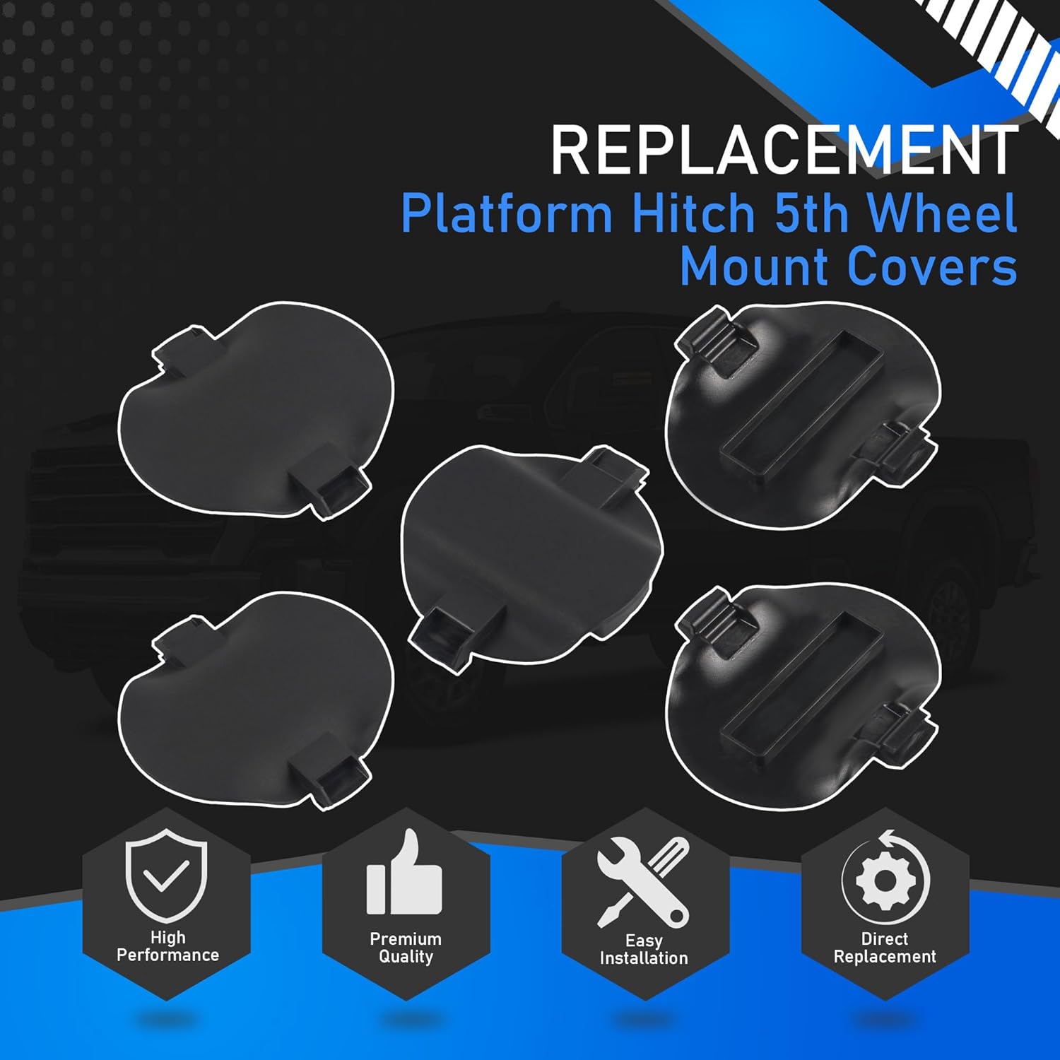 5pcs Platform Hitch 5th Wheel Mount Covers Compatible with 2020-2024 GMC Sierra 2500HD 3500HD Chevrolet Silverado 2500HD 3500HD Replaces MTG84756187 MTG84756188