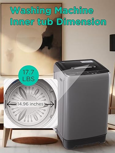 Miniatura 7 de Lavadora de 17.7 libras con bomba de drenaje, lavadora automática completa con 10 programas de lavado, 8 niveles de agua para el hogar, apartamento,