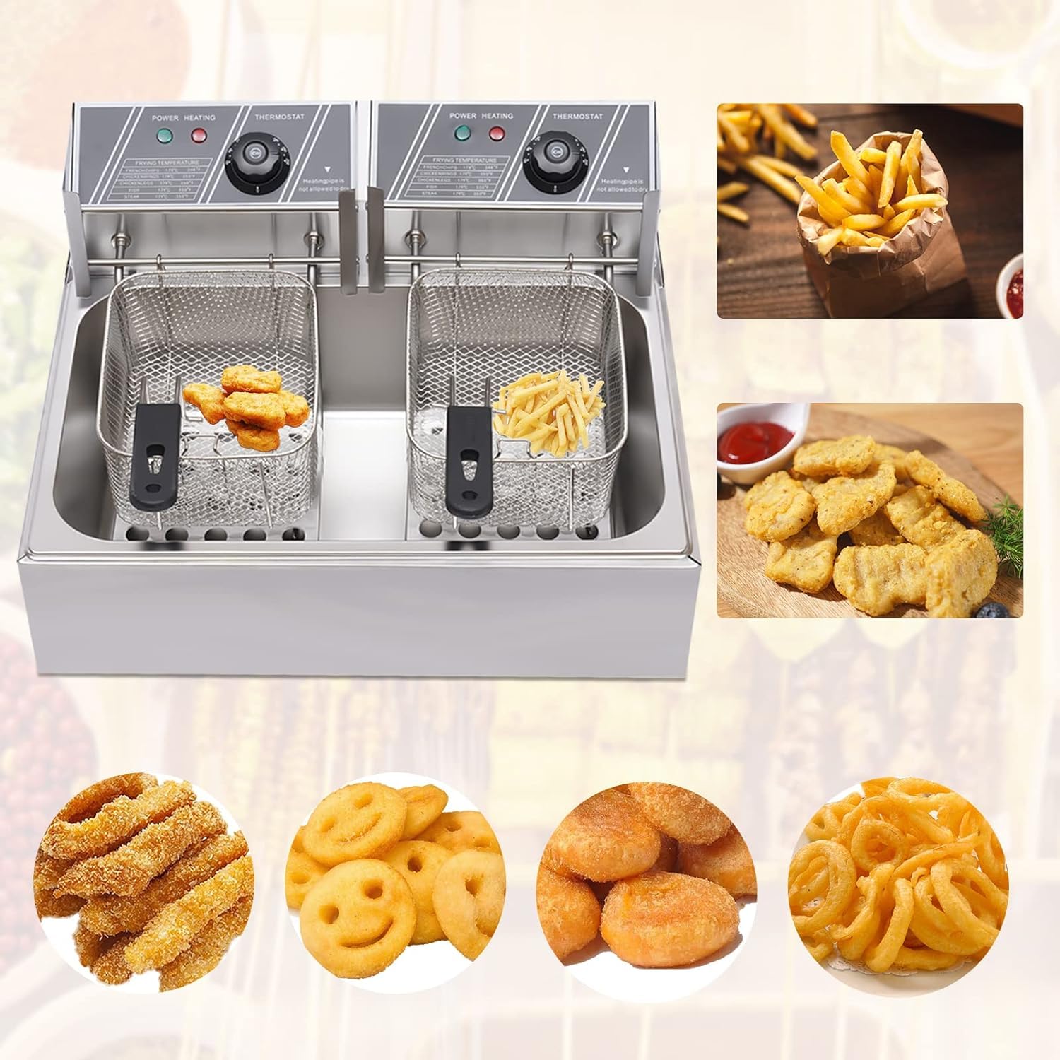 Friggitrice elettrica commerciale, 5,5 l/6 l/12 l, friggitrice professionale, con zone fredde, in acciaio inox, 220 V, per ristoranti rapidi, snack bar, patatine fritte, 12 l