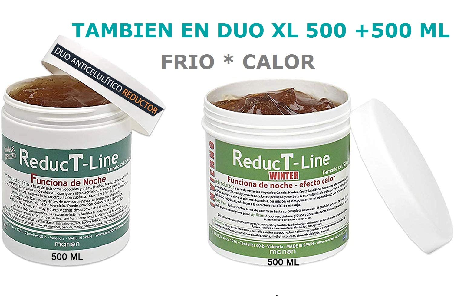 Anticelulítico Reductor Reductline WINTER Efecto Calor xxl - 500 ml, a base de Extractos Vegetales; Canela, Centella Asiática, Hiedra, Guaranina, Nicotináto de Metilo Todo Tipo de Piel.