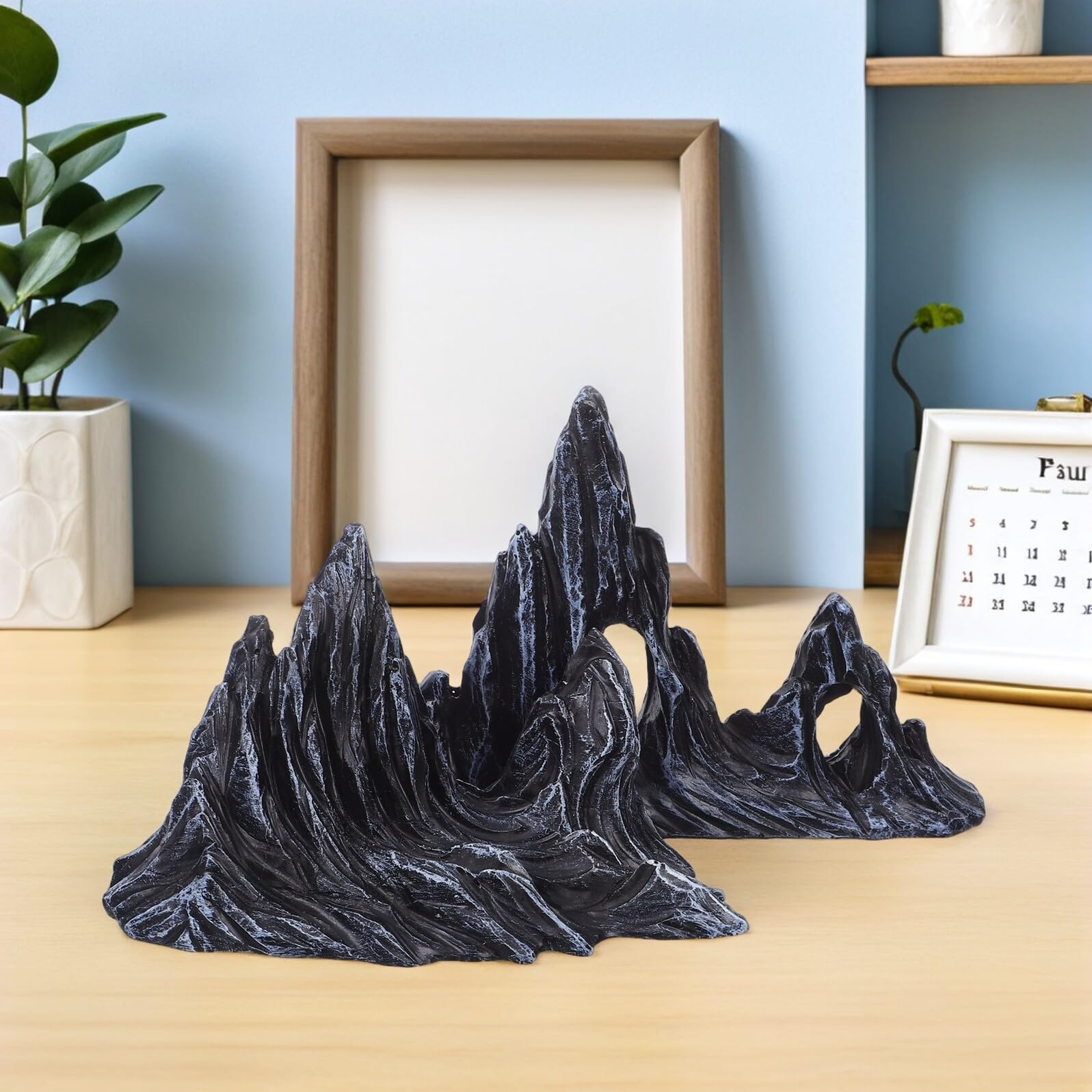 PRETYZOOM 2 Piezas Adornos Paisajísticos para Peceras De Montaña Artificial De Resina Figura De Roca para Acuarios Decoración De Montaña para Peceras Escondite para Peces y Gambas De Decorac