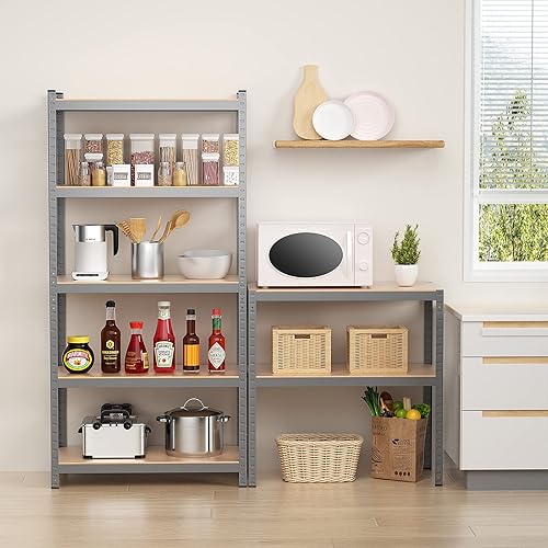 Miniatura 9 de ERGOMASTER Estantes de almacenamiento de garaje de 5 niveles, estantería de garaje de 1925 libras, estantería resistente, ajustable, sin pernos,