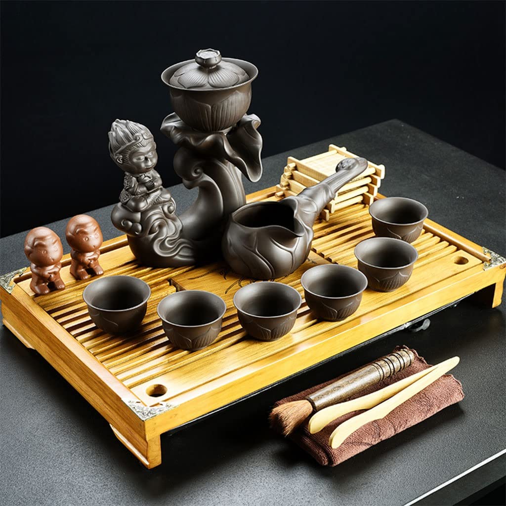 DFGHNBVC Ceramic Kung Fu Tea Set With Tea Tray And Small Tea Tools,Office Reception Tea Table,Chinese Gongfu Tea Table Serving