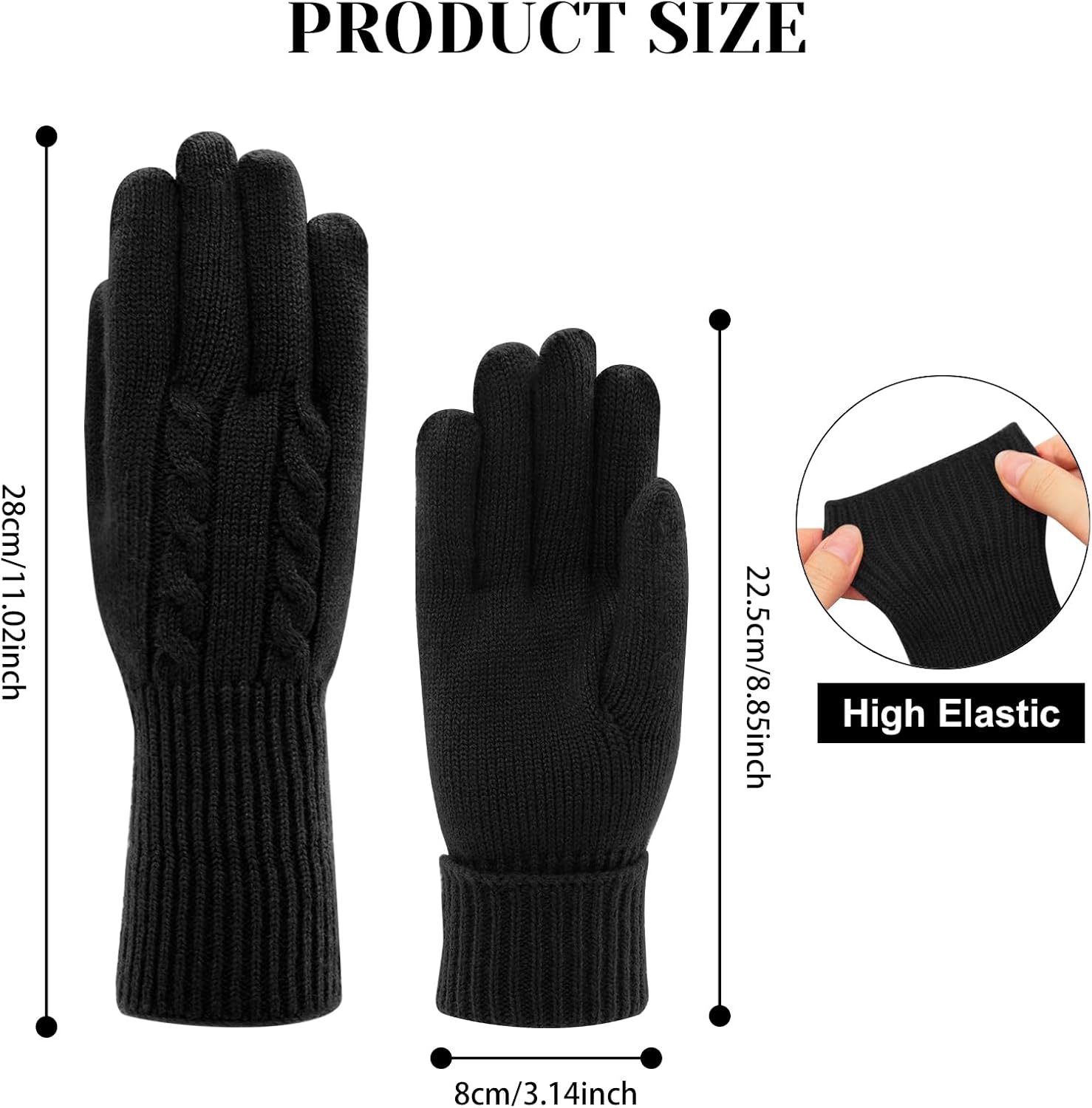 YAMEIZE Touch Screen Thermal Knitted Gloves - for Men Women Warm Winter Soft Fleece Lined Knitted Driving Outdoor image 2