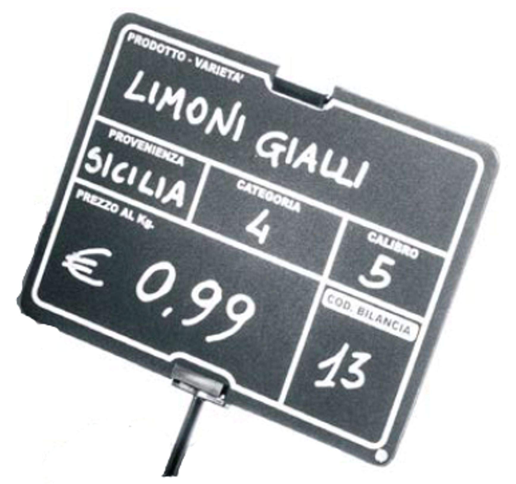 Kit 25 LAVAGNE SEGNAPREZZI PPL PER TRACCIABILITÀ ORTOFRUTTA CON MOLLETTA E ASTA 50 MM SPESSORE 1,2 mm D: 15 x 11 H cm