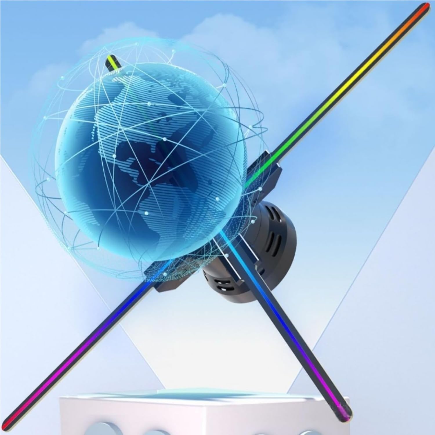 60cm 3D Holographic Projection WiFi Led Logo Light Player Remote Control Fan Advertising Lights Widely Applicable