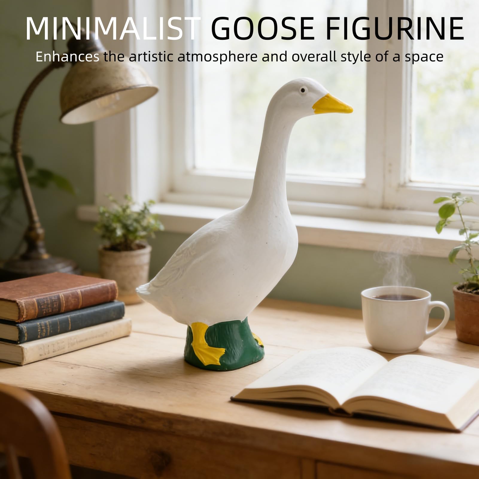 Condition photo showing New/Like New for ccylez 7.1 inches desk goose statue - small goose figurine for home decor, desktop & porch decoration, resin mini yard ornament, white