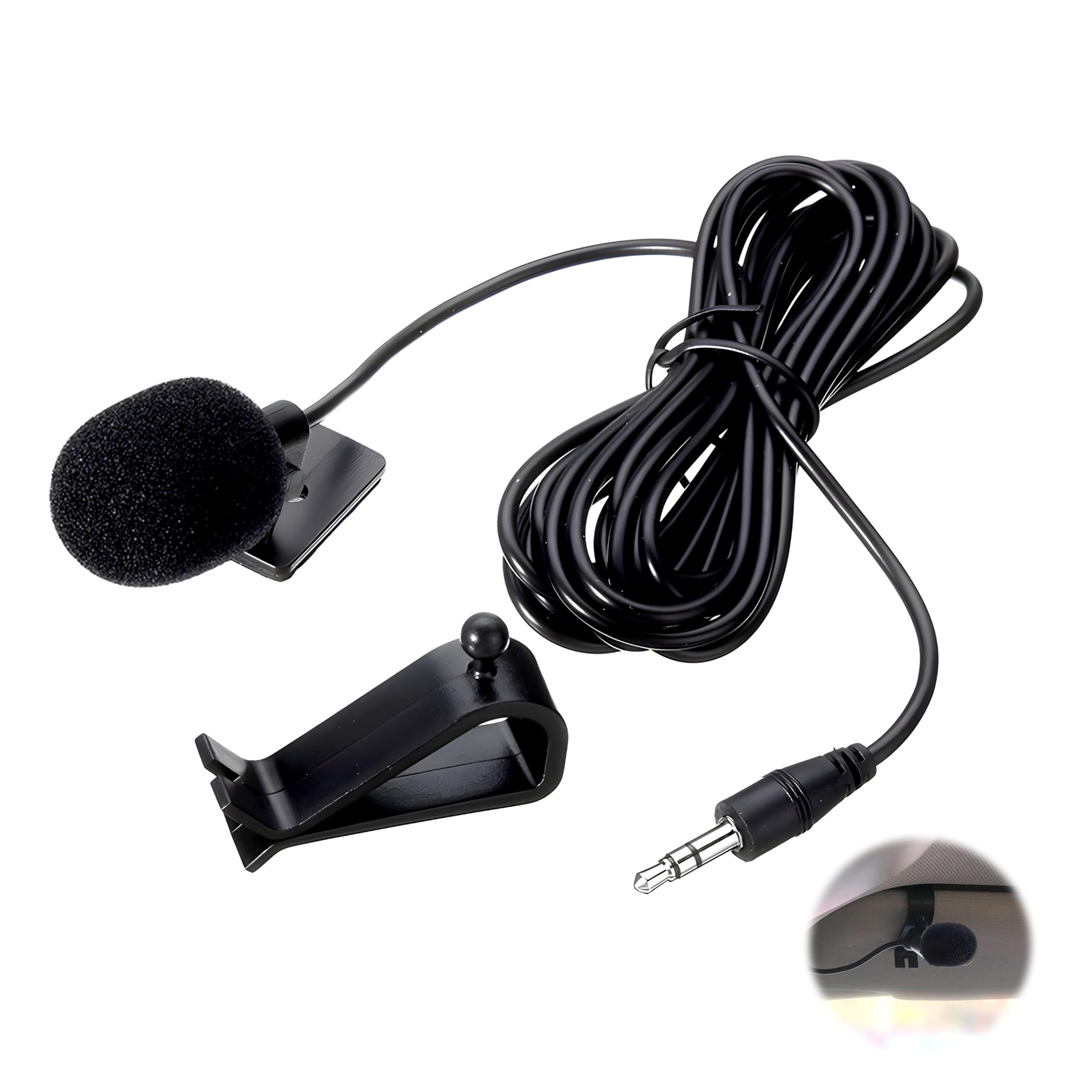 Micrófono Externo de 3,5 mm Compatible con Sony Boss JVC Kenwood Jensen Alpine Mic Micrófono Estéreo De Coche para Bluetooth de Coche Estéreo Video Conferencia Podcast Cable de 3,0 m Plug and Play