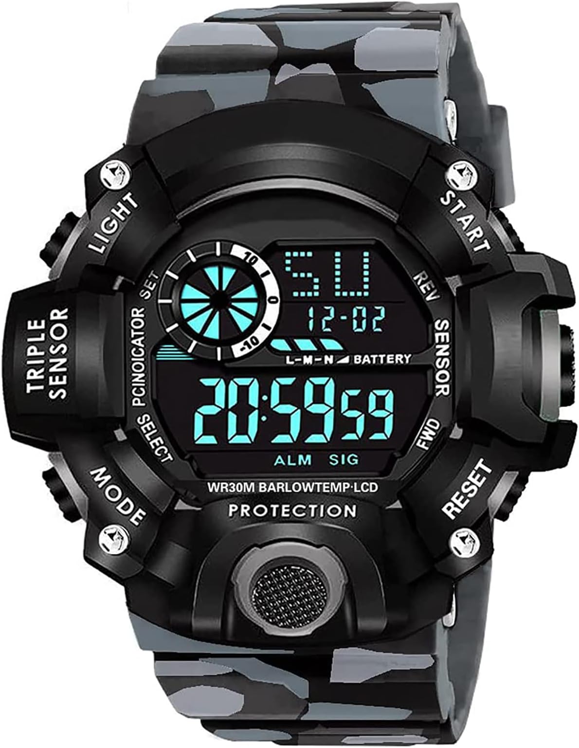 ON TIME OCTUS Digital Sports Multi-Functional Boy's and Men's Watch DIGI-022 (Black Dial Multicolour Strap)