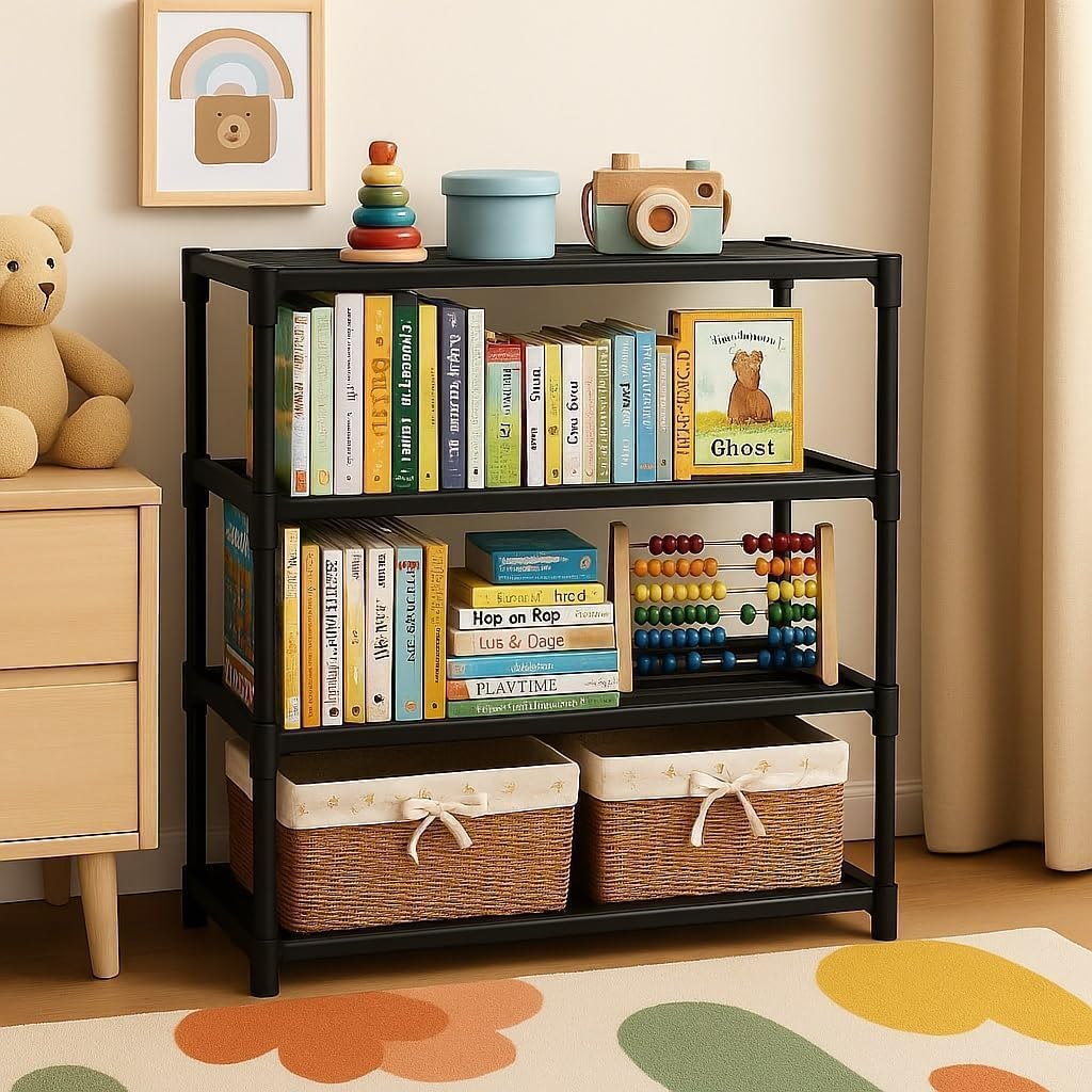 Book Self – 4 Cases Portable Book Shelf, Kids Books Racks for Home Plastic, Bookshelf for Home, Book Shelves, Book Stand, Organizer, Rack for Study Room/Library-image-20