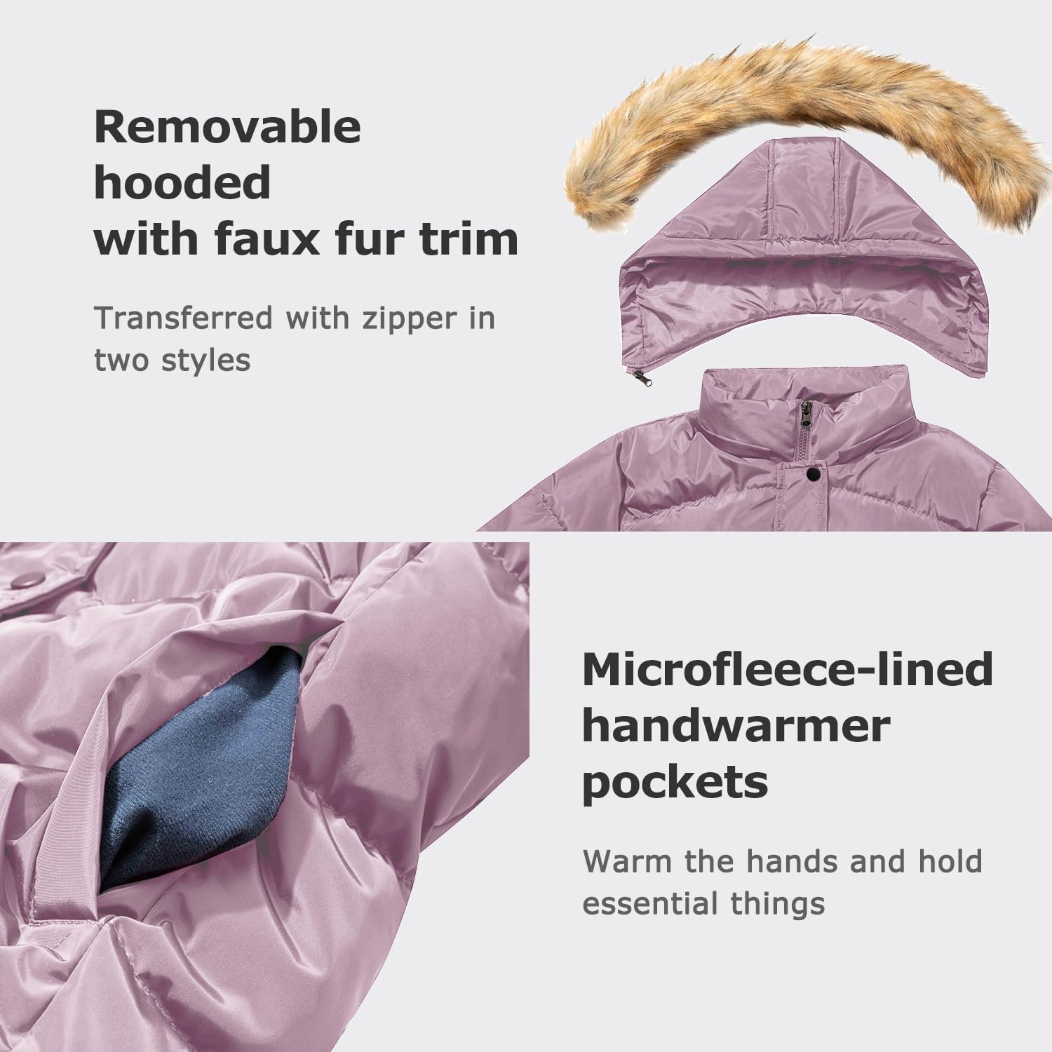 Women's Winter Thicken Coat Warm Long Puffer Jacket with Faux Fur Removable Hood Waterproof Insulated Jacket - Image 4