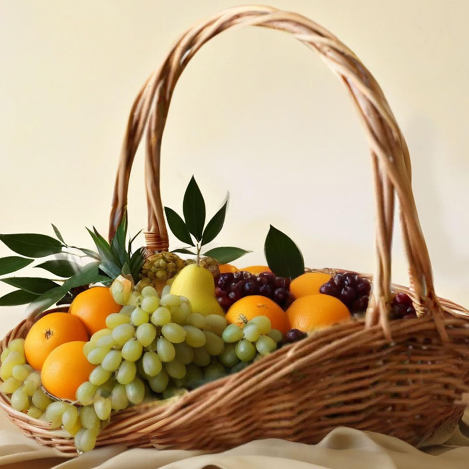 Cesti per Verdure da Cucina Cesto in Intrecciato con Manico | Cucina Portaoggetti Grande, Decorazioni per la Casa per Picnic Feste e Matrimoni