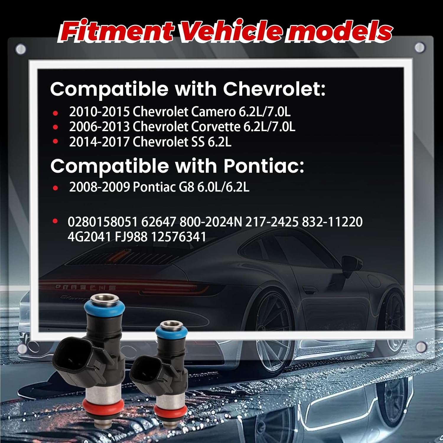 8-Pack Fuel Injectors Set | Compatible with Chevrolet Camaro Corvette Cadillac CTS 6.2L 7.0L V8| Replaces 0280158051 FJ988 12576341