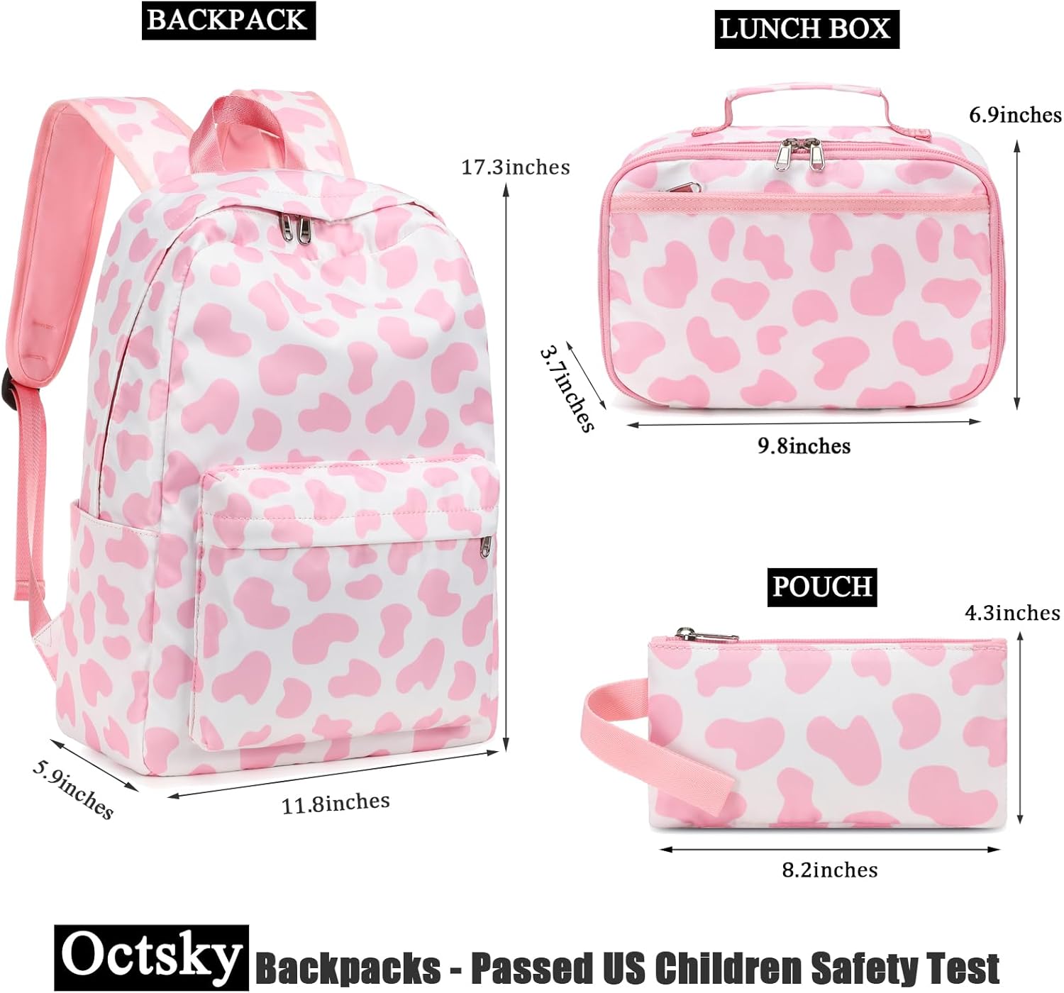 Octsky Kids Backpack for Girls Boys Bookbag with Lunch Box Pencil bag for Elementary Middle School Bags Travel Back Packs - Image 3