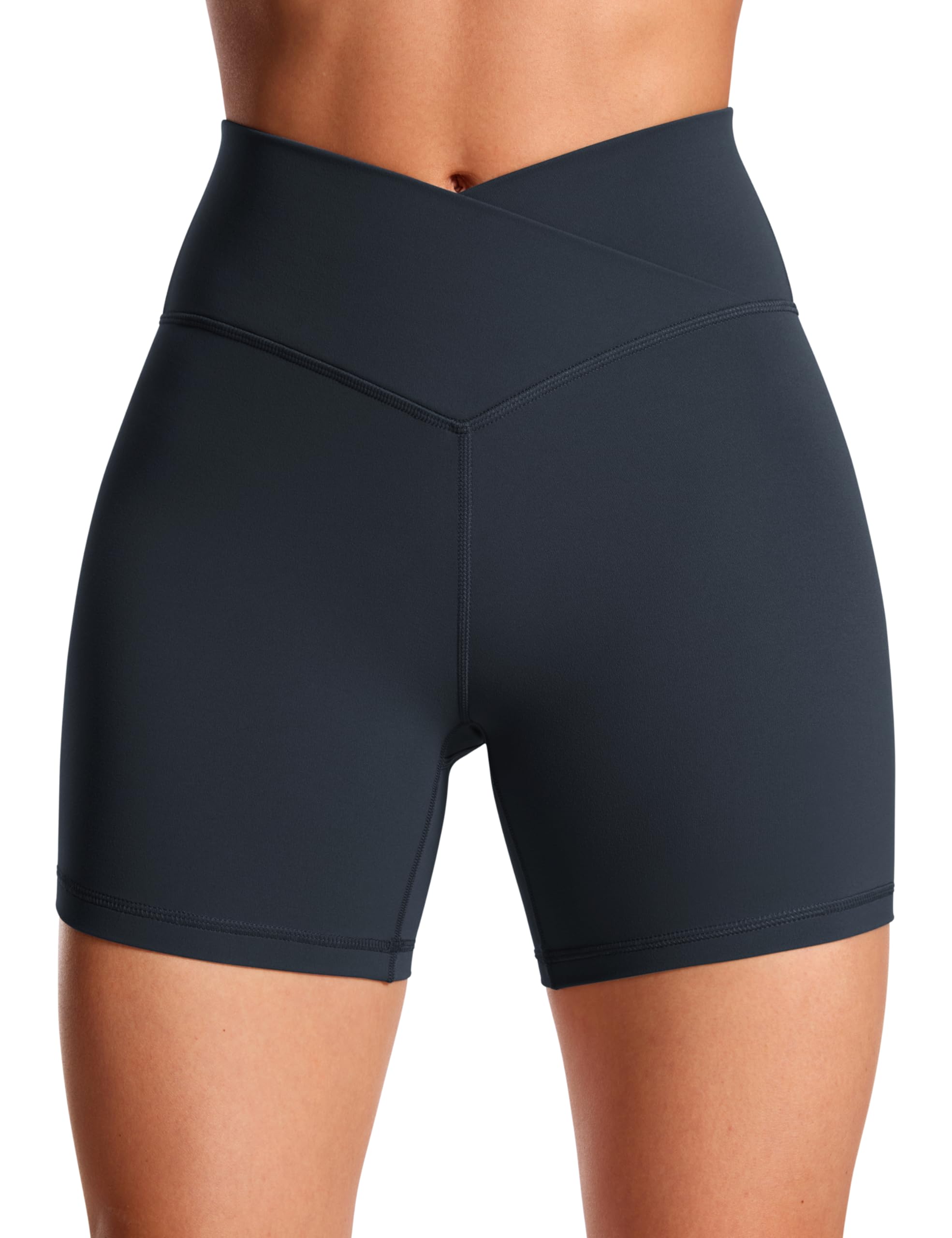 CRZ YOGA Mujeres Butterluxe Mallas Cortas Crossover Cintura Alta Yoga Ciclismo Pantalones Cortos Deportivos - 13cm