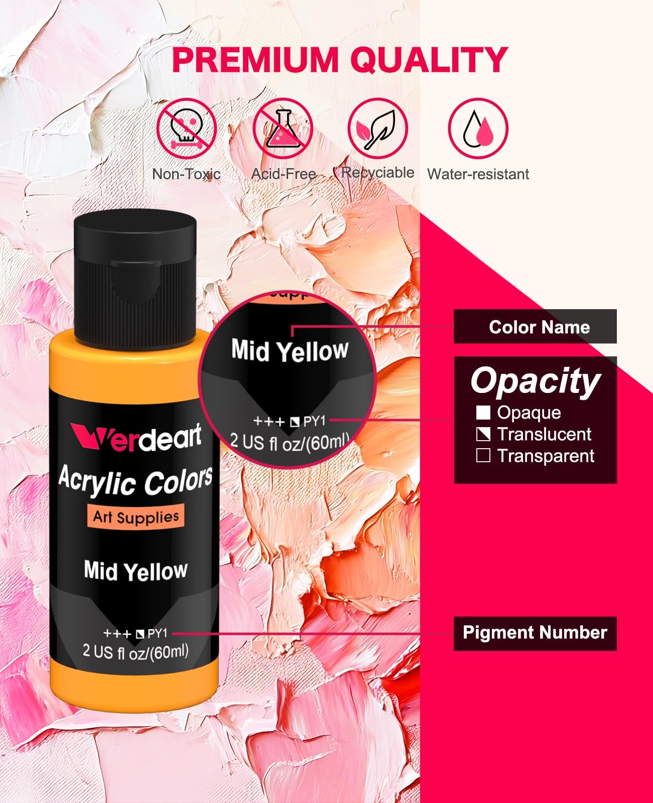50 Color Acrylic Paint Set - Artist Quality Paints -4