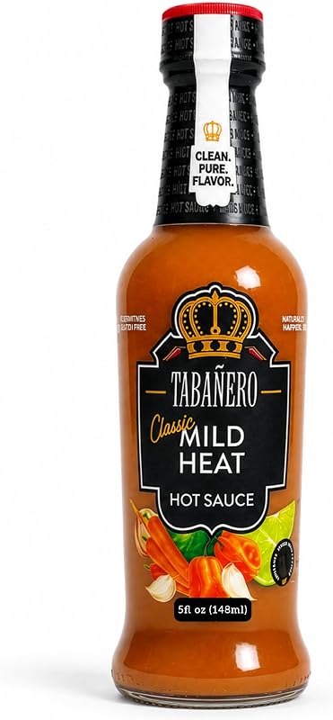 Tabañero Classic Mild Heat Hot Sauce, All Natural, Small Glass Bottle, 5 oz | Gourmet Spicy Sauce Gift, All Natural, Low Sodium, Made in the USA, For Everyday Meals, Crafted with Quality Ingredients