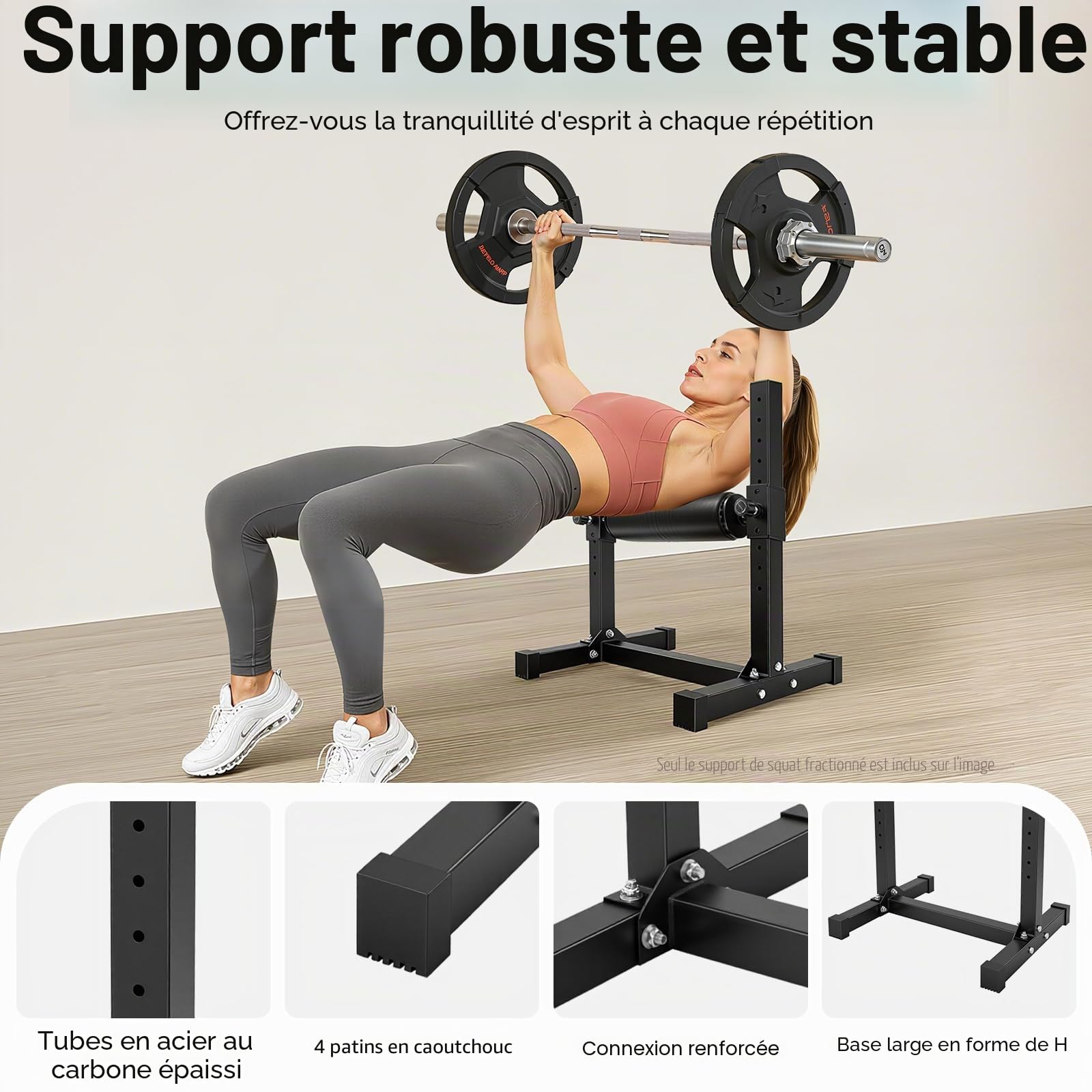 Support bulgare pour squat, squat avec 9 hauteurs de rouleau réglables, machine spéciale pour squat, squat, pour les squats et les fentes