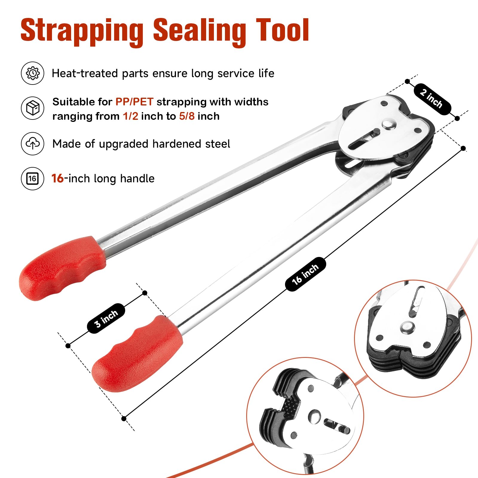 Heavy-Duty Strapping Kit with Tensioner & Sealer Tool - 150 Metal Seals, 1500
