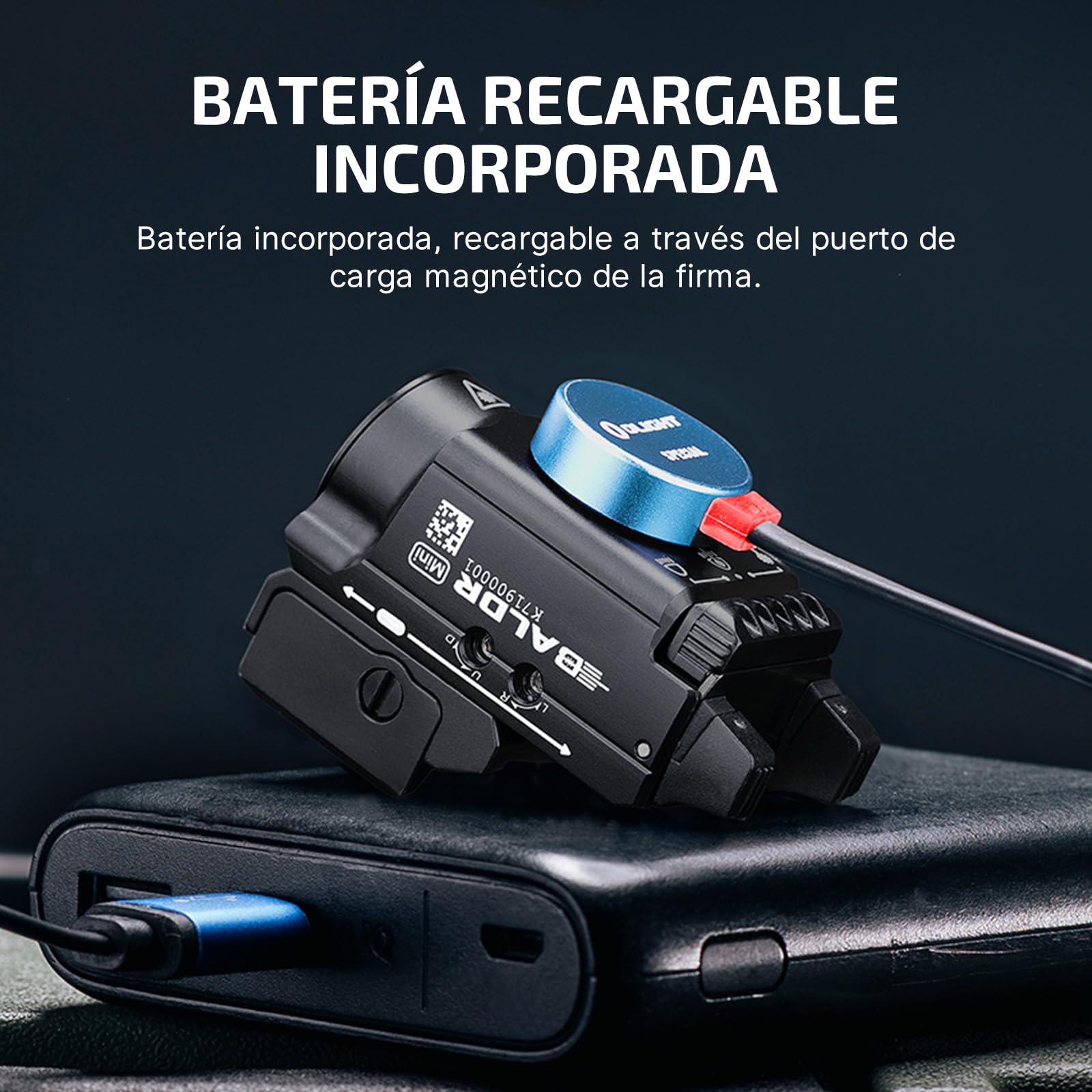 OLIGHT Baldr Mini Linterna Potente con Puntero de Haz Verde Ajustable 600 Lúmenes 130M 3 Modos con Riel Ajustable para Caza Compatible con Picatinny Rail y GL (Negro)