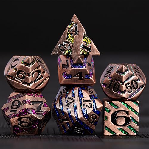 DND - Juego de dados Dungeons and Dragons D20, dados de rayas metálicas con funda de regalo, juegos de dados poliédricos para juegos de mesa, dados