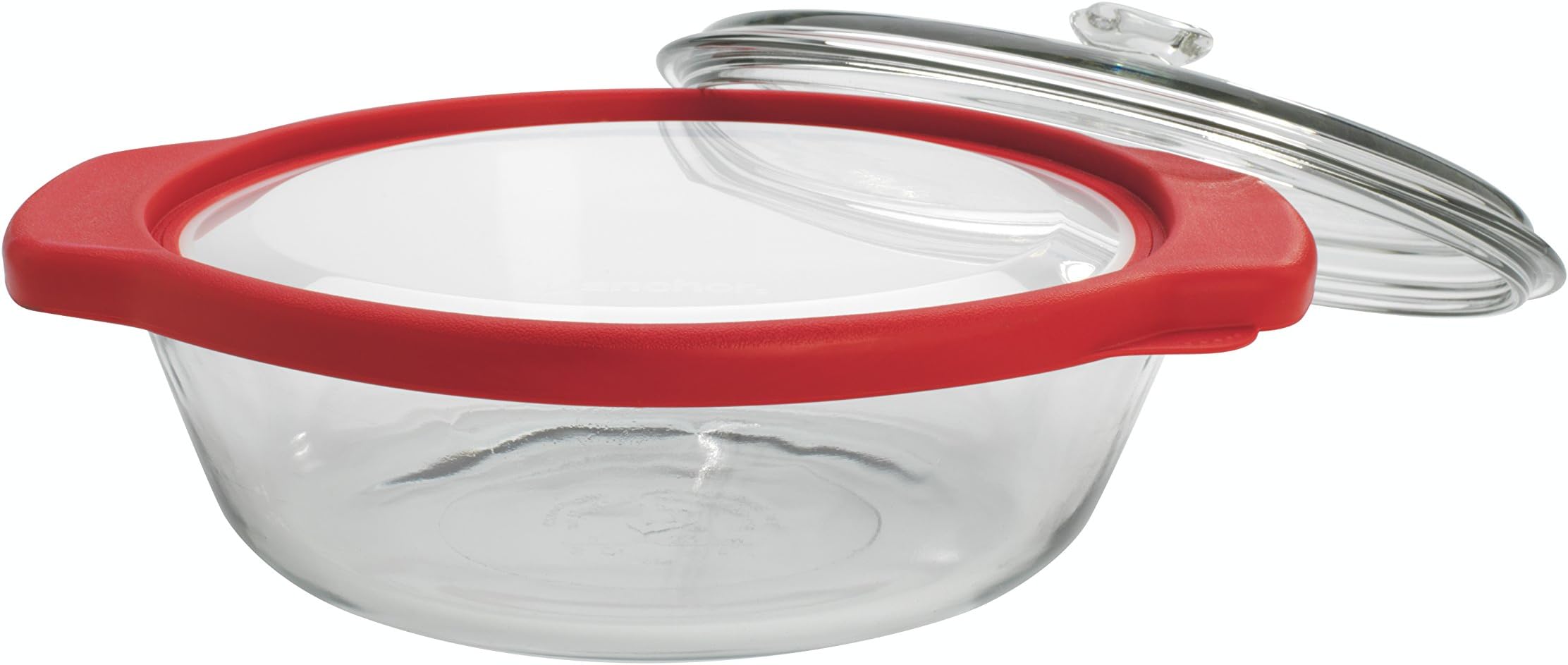 Anchor HockingTrueFit Bakeware Glass Casserole Dish with Cover and Storage Lid, Cherry, 3-Piece Set