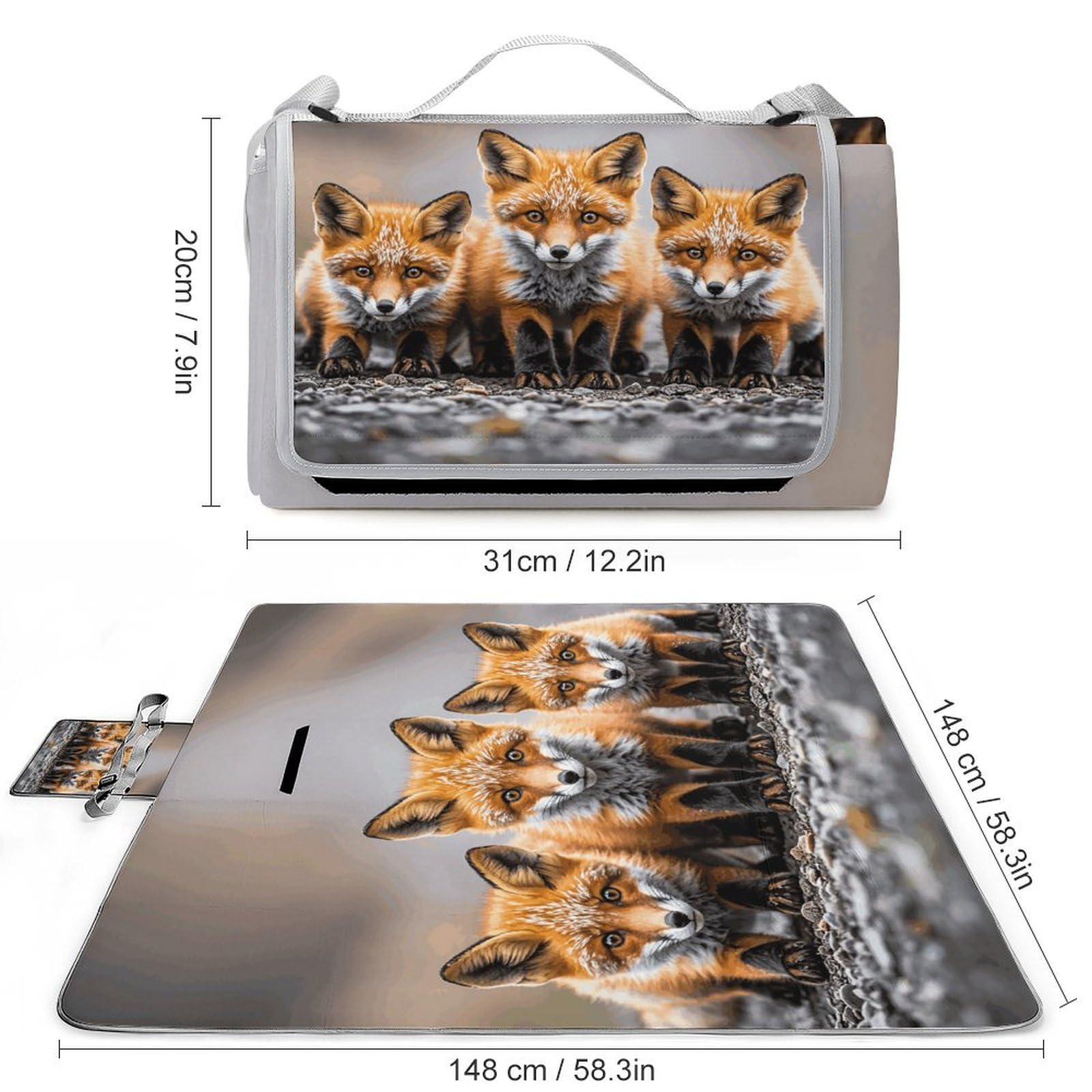 LMHLDSC Beach Blankets for Adults Waterproof Portable Foldable Many Foxes Outdoor Picnic Blanket Beach Mat for Camping Hiking Family Travel