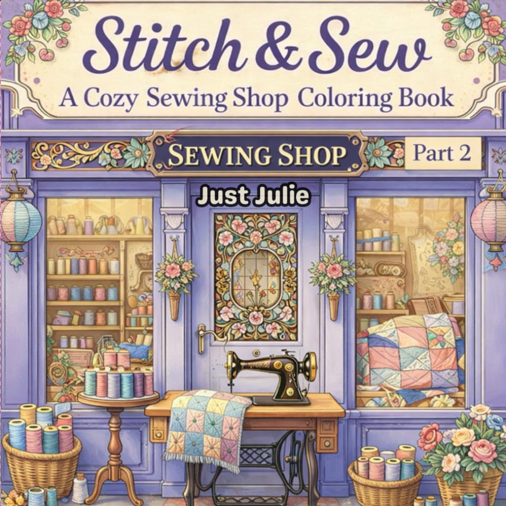Stitch & Sew: A Cozy Sewing Shop Coloring Book - Part 2