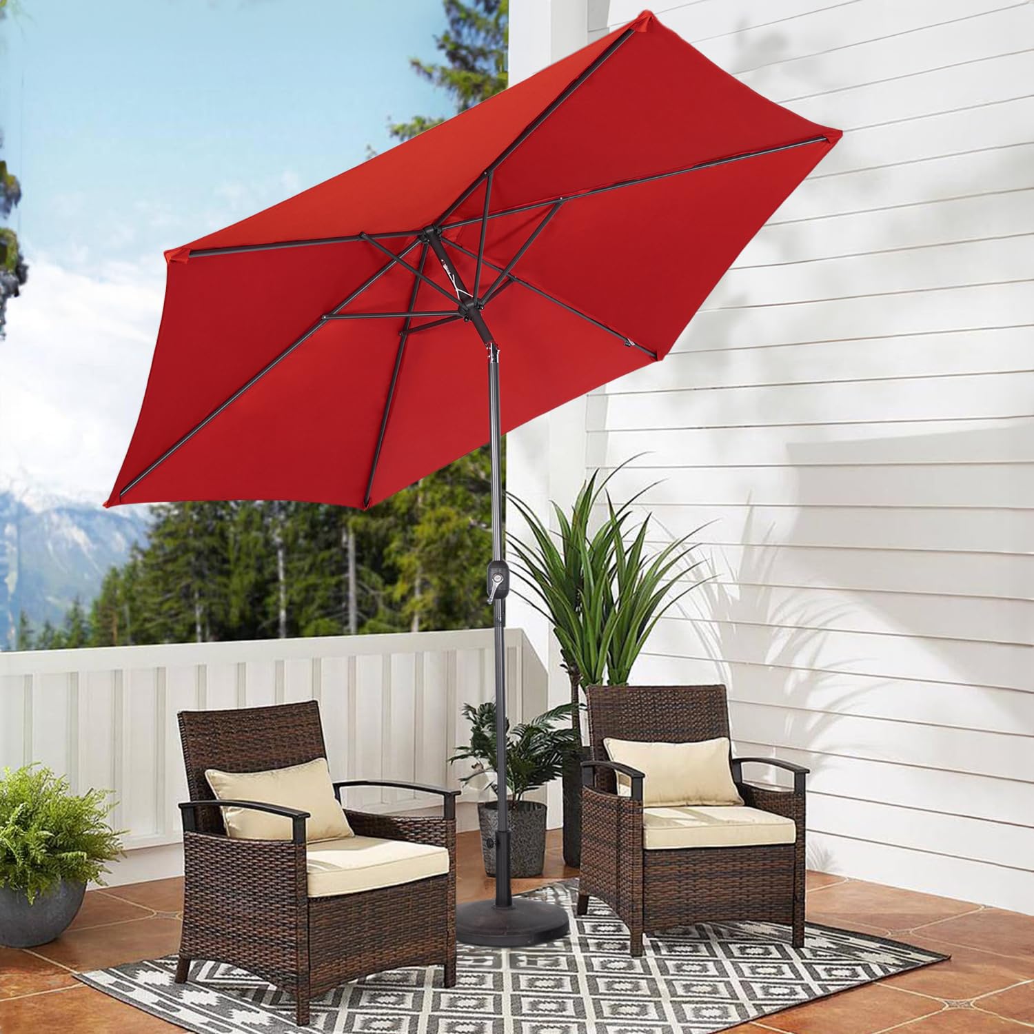 Angel Living Sonnenschirm 3M mit Kurbel und Neigung, Marktschirm mit UV50+ für Garten Terrasse Balkon