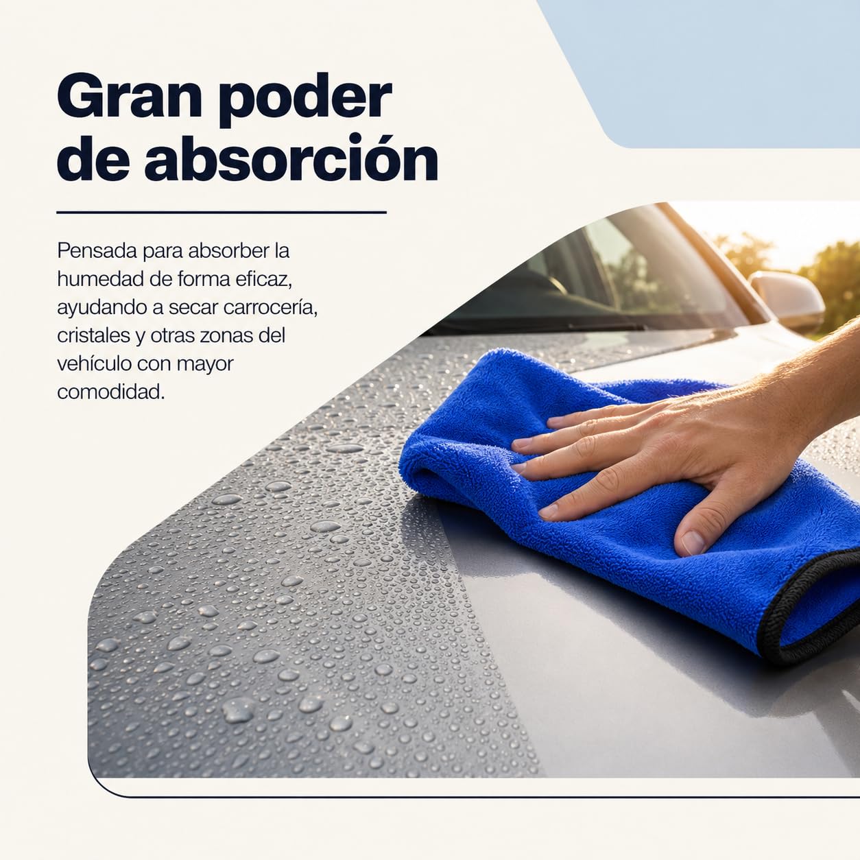 Toalla Secado Coche 60 x 90 cm, Microfibra Absorbente, Azul, Pack de 12