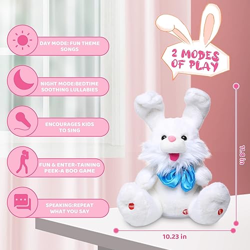 Miniatura 3 de MIAODAM Peluche de conejo de Pascua para niñas juguetes Peek-A Boo para niños pequeños canción y canciones de cuna juguete de conejo de Pascua