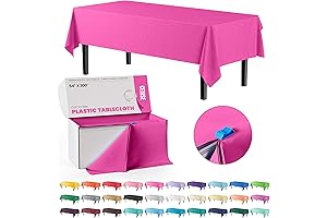 Exquisite 54 Inch X 300 Feet Cerise Plastic Table Cover Roll
