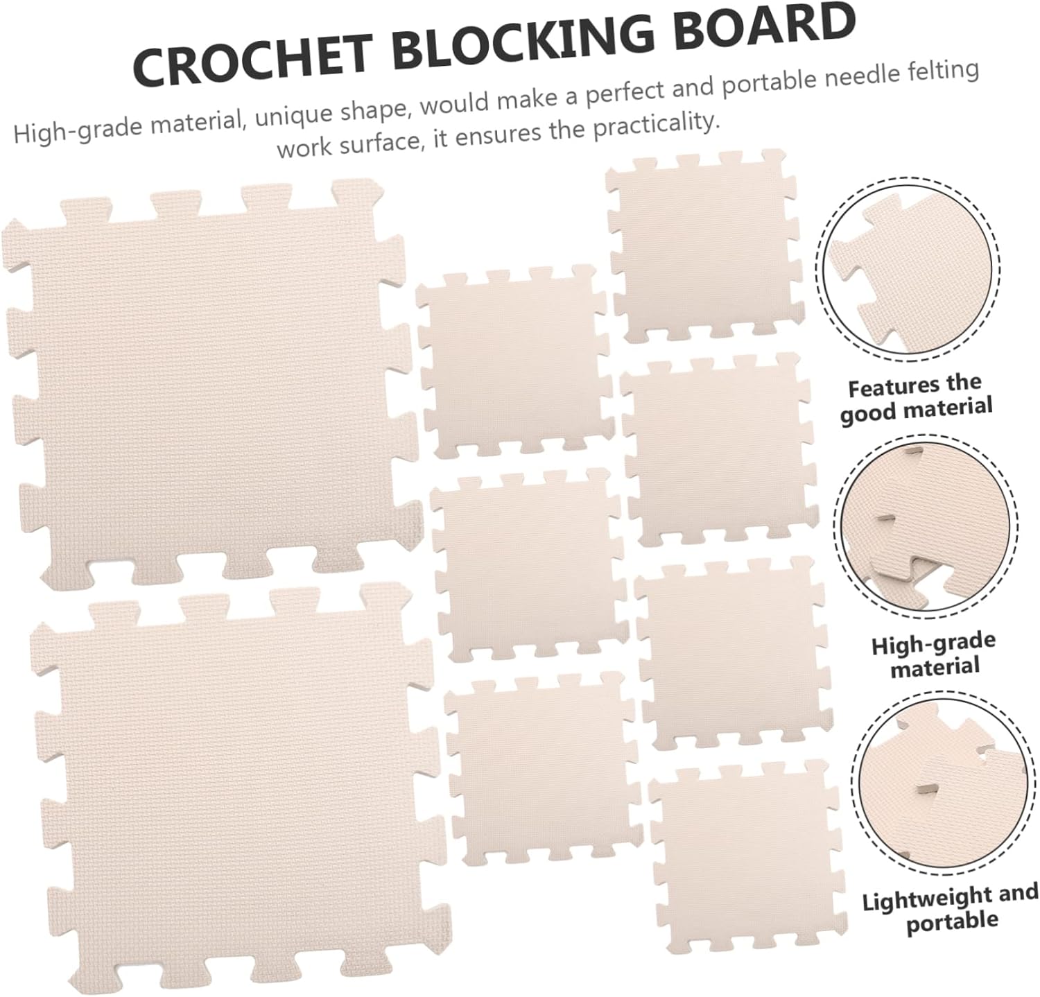 AKOOSY Detachable Portable Foam Crochet Blocking Mat 9-Piece Multi-Function Knitting Board for Knitting Projects Convenient Blocking Pad for Crocheters