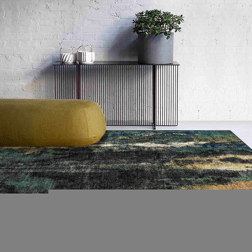Tapis doux au toucher abstrait vert foncé noir 120x200 cm salon