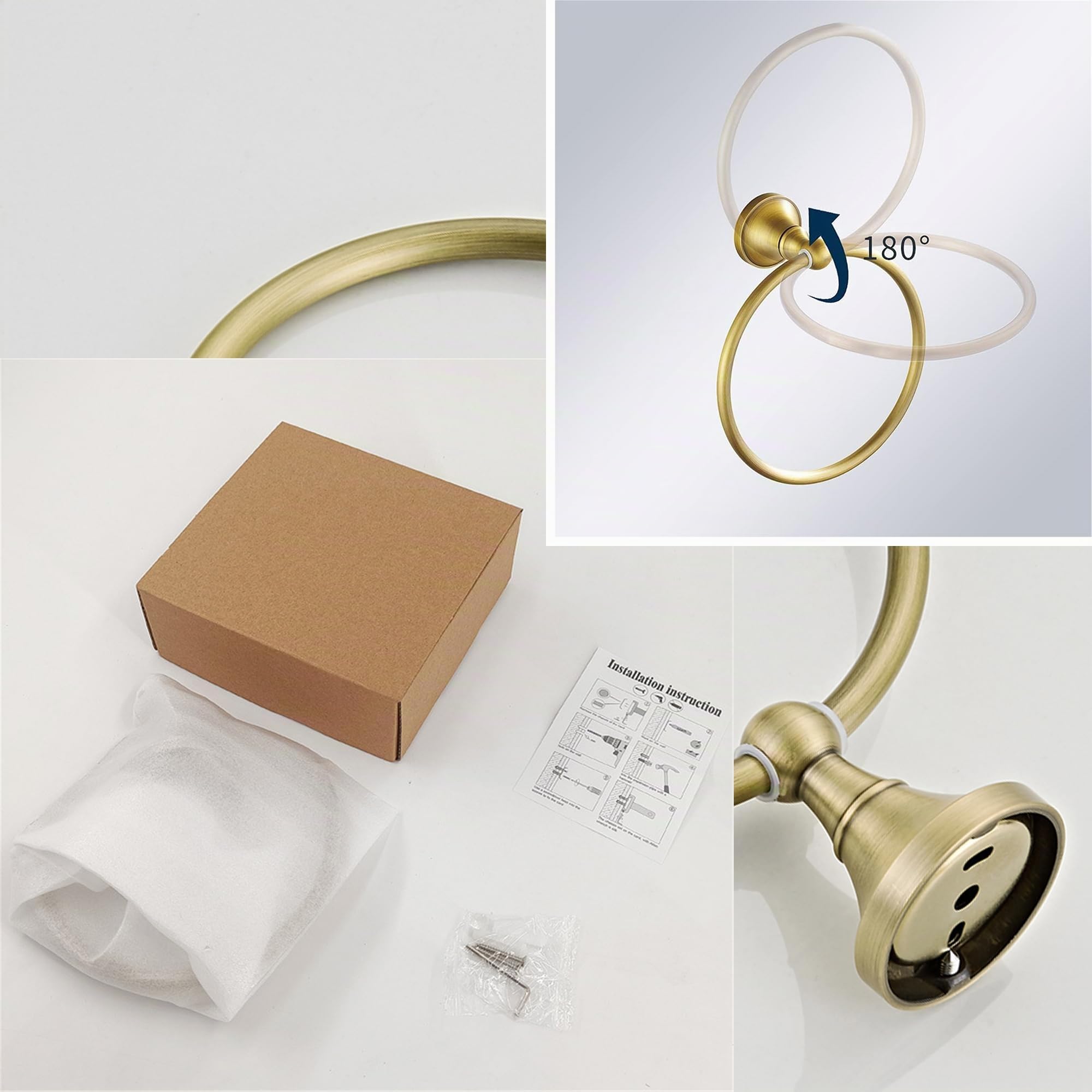 Flybath Handtuchring Messing Handtuchhalter Wandmontage Gebürstete Bronze Finishd