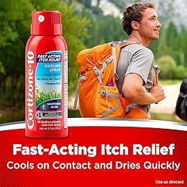 Cortizone 10 Maximum Strength Soothing Aloe Itch Relief Cooling Spray, 1% Hydrocortisone, Fast-Acting, Anti-Itch Spray for Bug Bites, Rash, Eczema, Psoriasis, Poison Ivy, Oak, Sumac, 2.7 oz