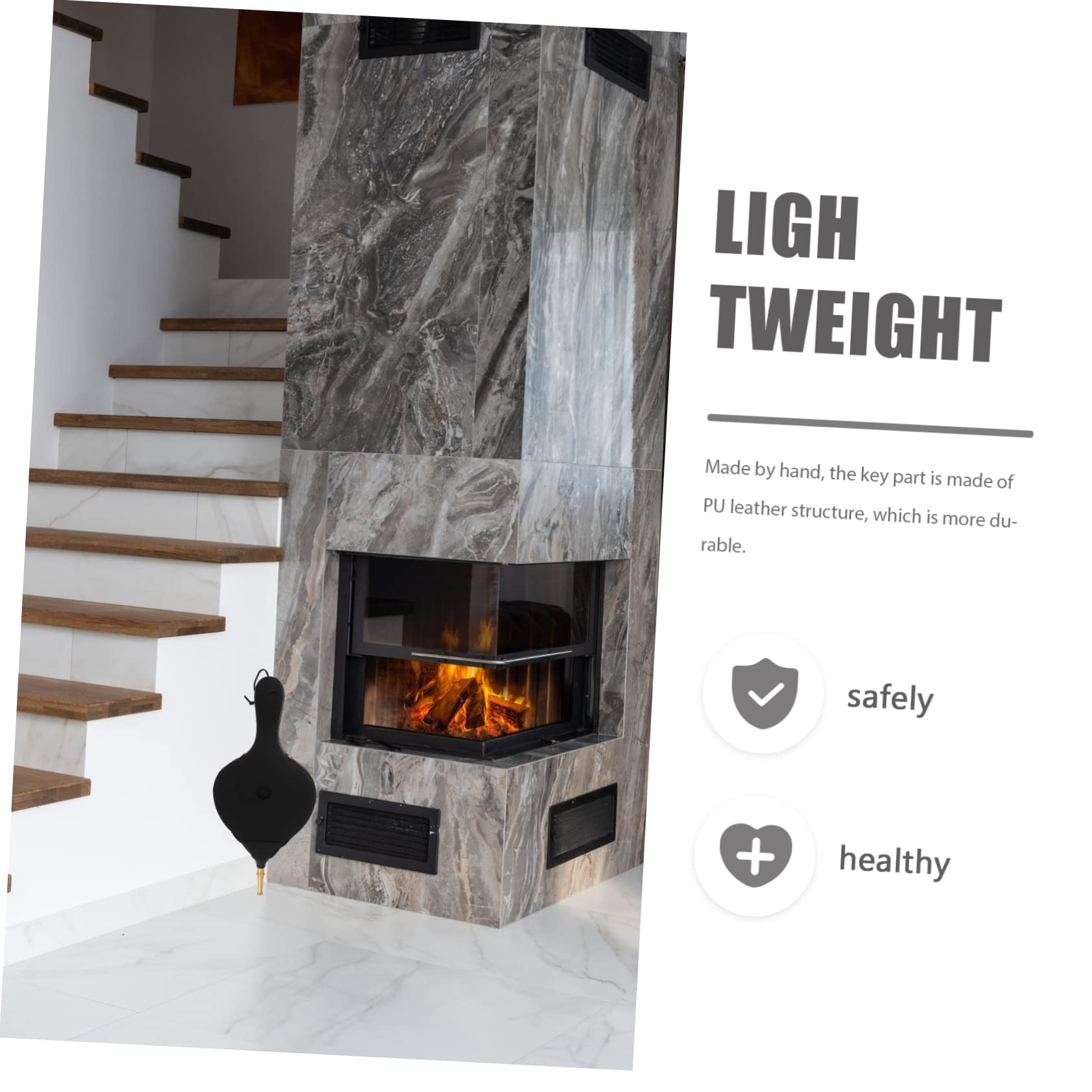 Mantice 1 Pezzo Manuale per Stufa e Barbecue in Legno Nero | Ventilatore per Griglia All'aperto, Leggero e Portatile, Uso da Campeggio, Installazione Semplice
