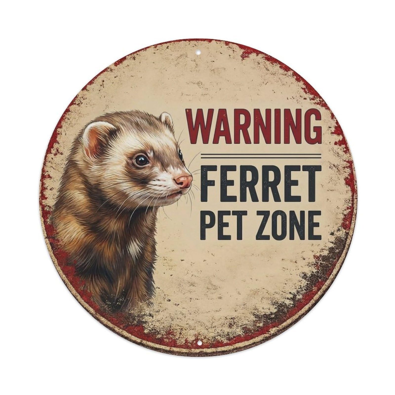 Metal Tin Sign Vintage Warning Ferret