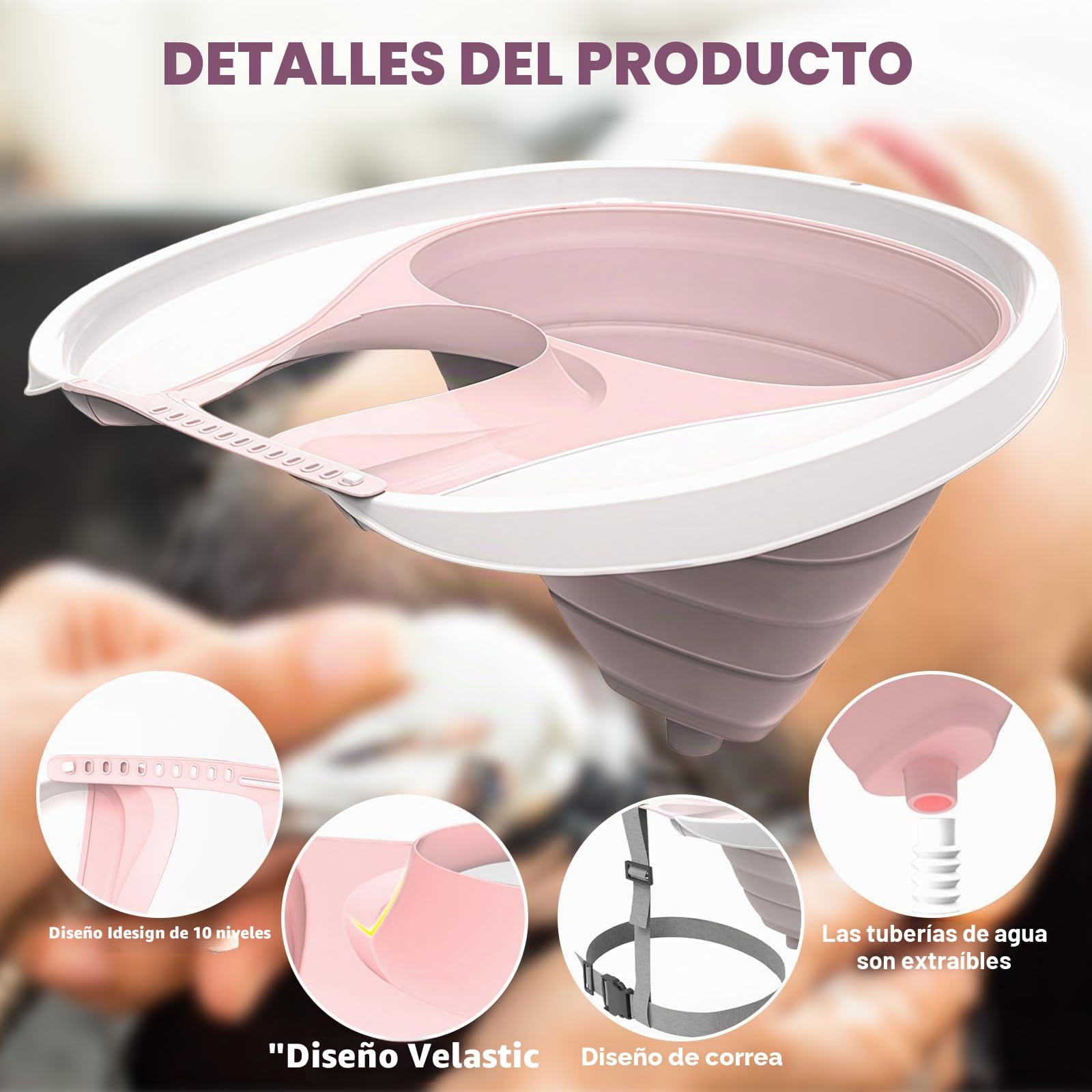 Lavabo de pelo para postrado en cama, lavamanos de pelo plegable, lavacabezas portátil para postrados en cama, lavado de pelo en la cama para mujeres embarazadas y personas con cepillo de